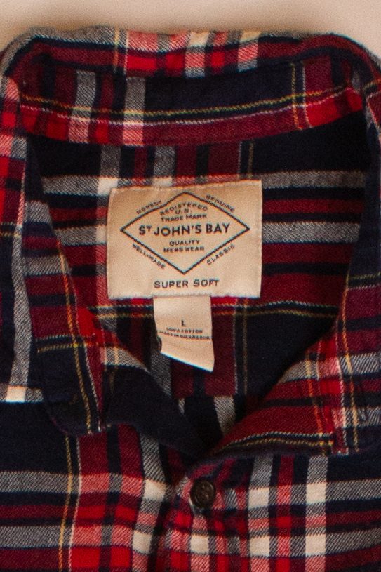 Red & Navy St. John's Bay Flannel Shirt (2000s)