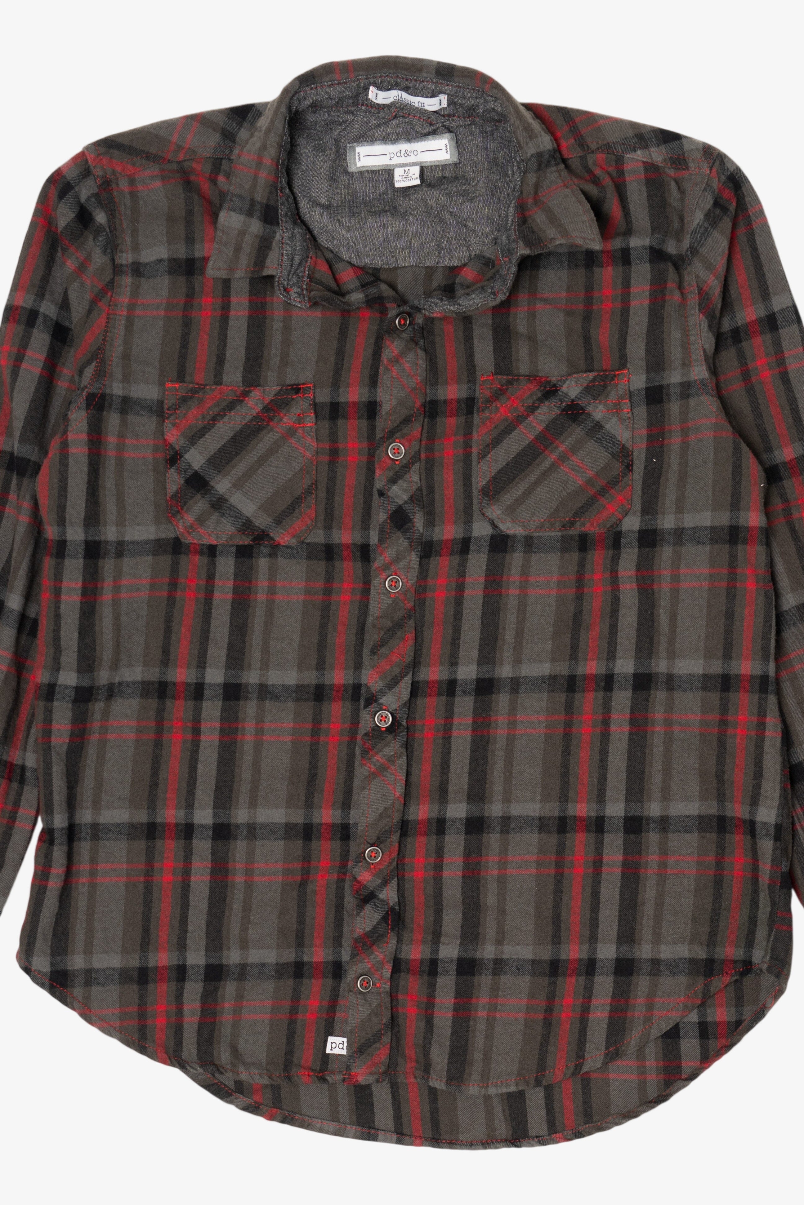 Dark Gray And red PD & C Flannel Shirt
