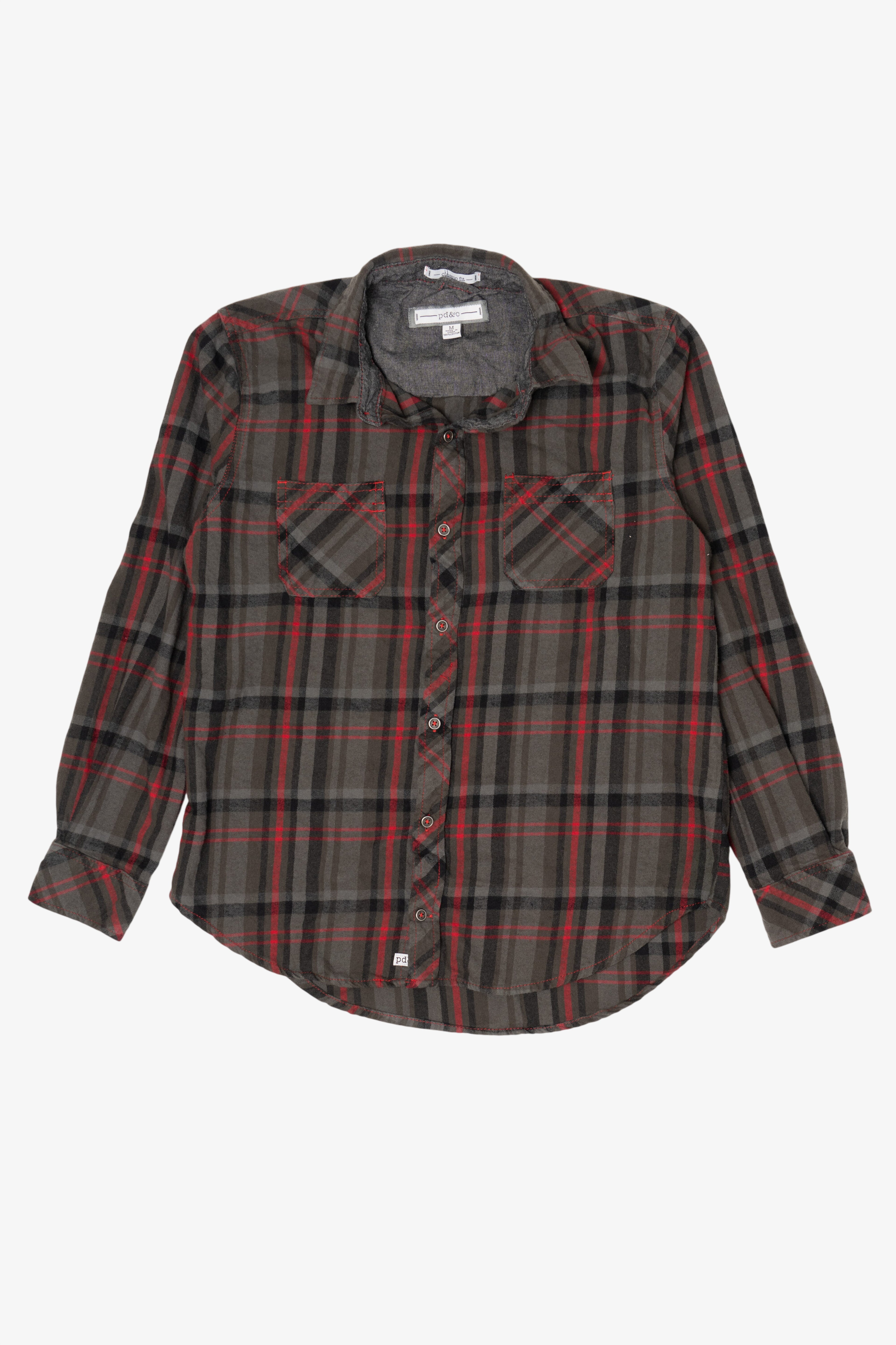 Dark Gray And red PD & C Flannel Shirt