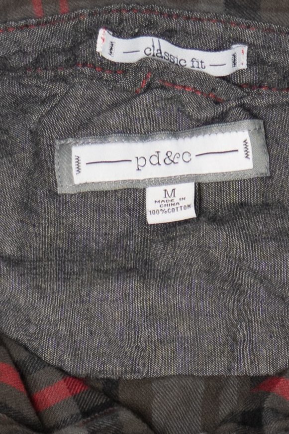 Dark Gray And red PD & C Flannel Shirt