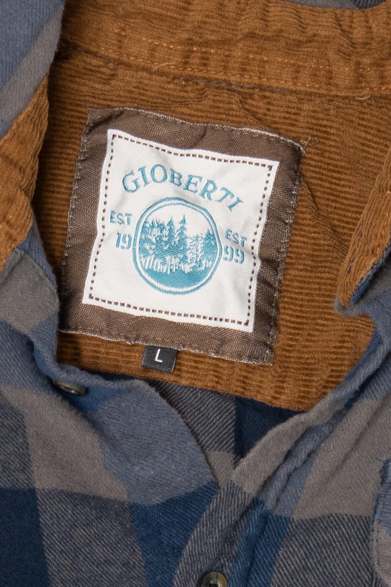 Blue And Gray Gioberti Flannel Shirt