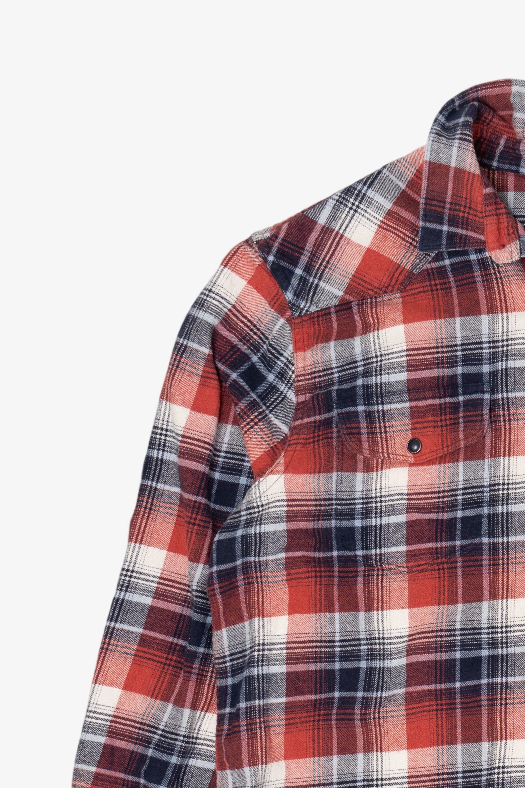 Red And Navy Blue Lucky Brand Flannel Shirt