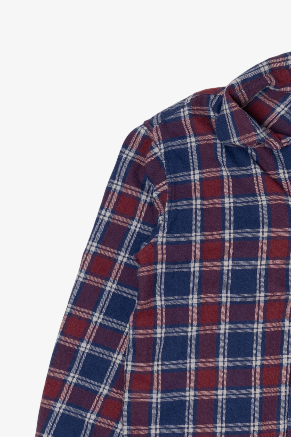 Burgundy And Navy Blue Magellan Outdoors Flannel Shirt (2020s)