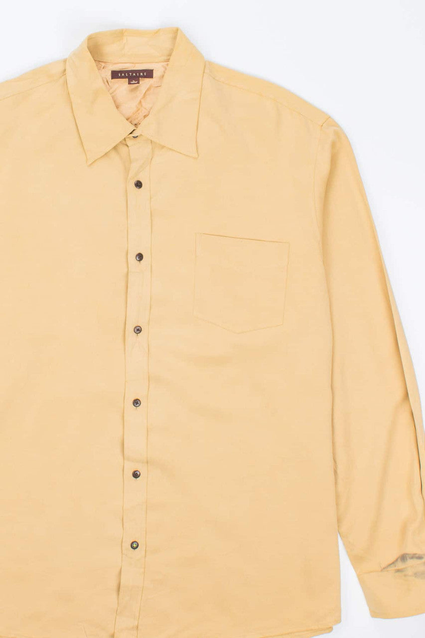 Vintage Mustard Silk Long Sleeve Button Up