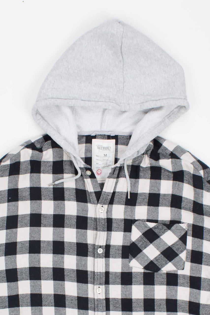 Hoodie Black & White Checkered Flannel