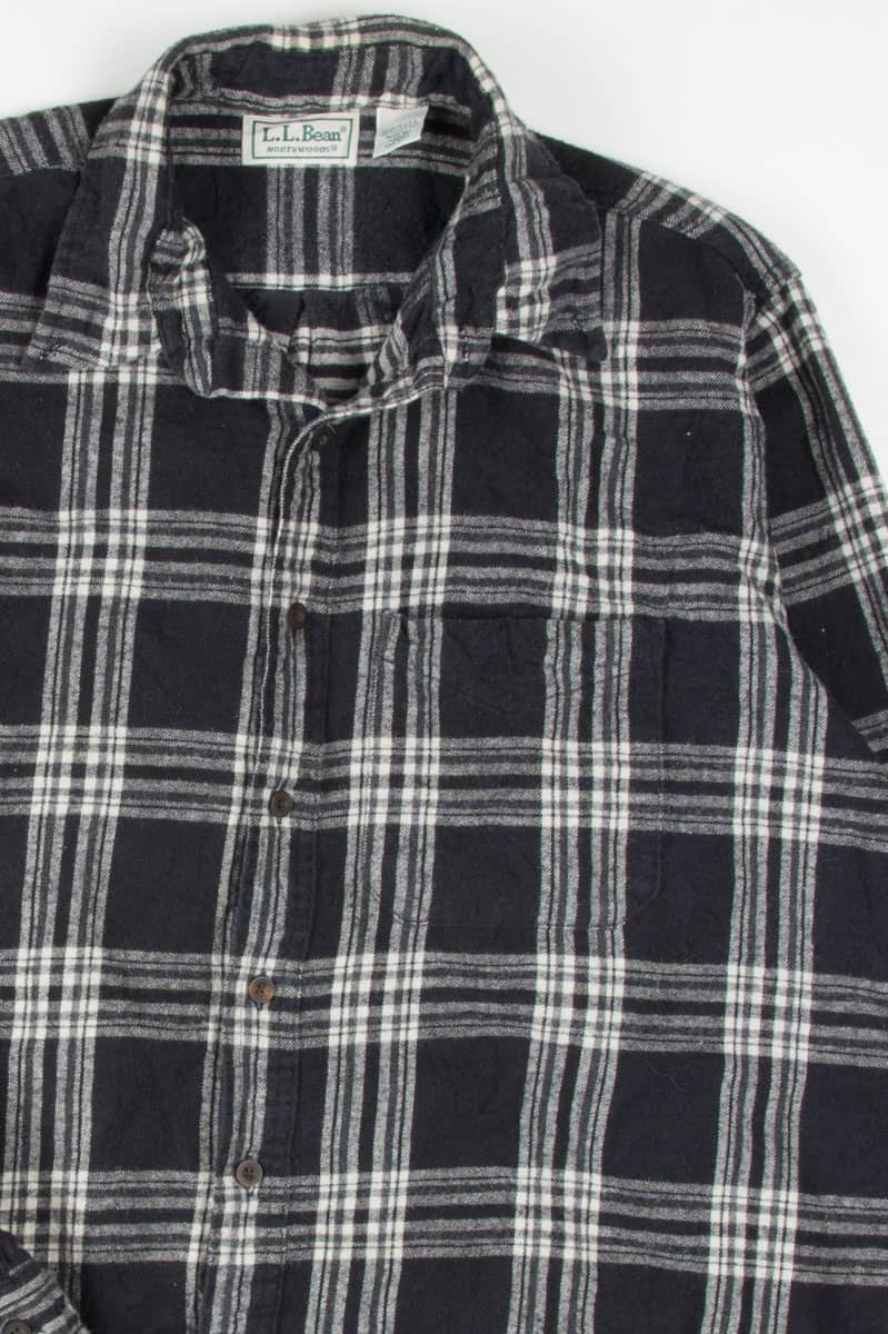 Black Plaid L.L. Bean Vintage Flannel 3407