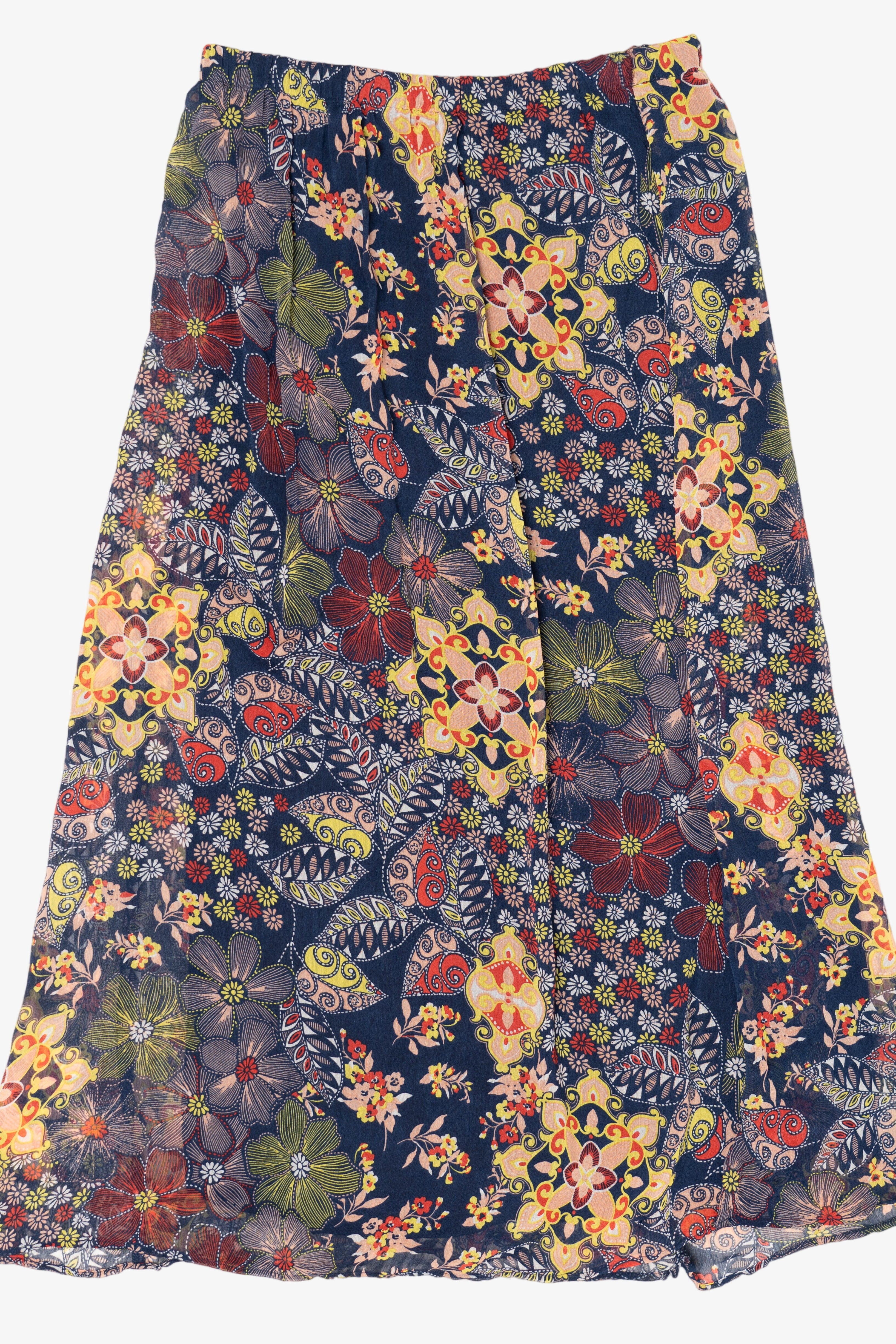 Navy Blue Kim Rogers Floral Maxi Skirt (2010s)