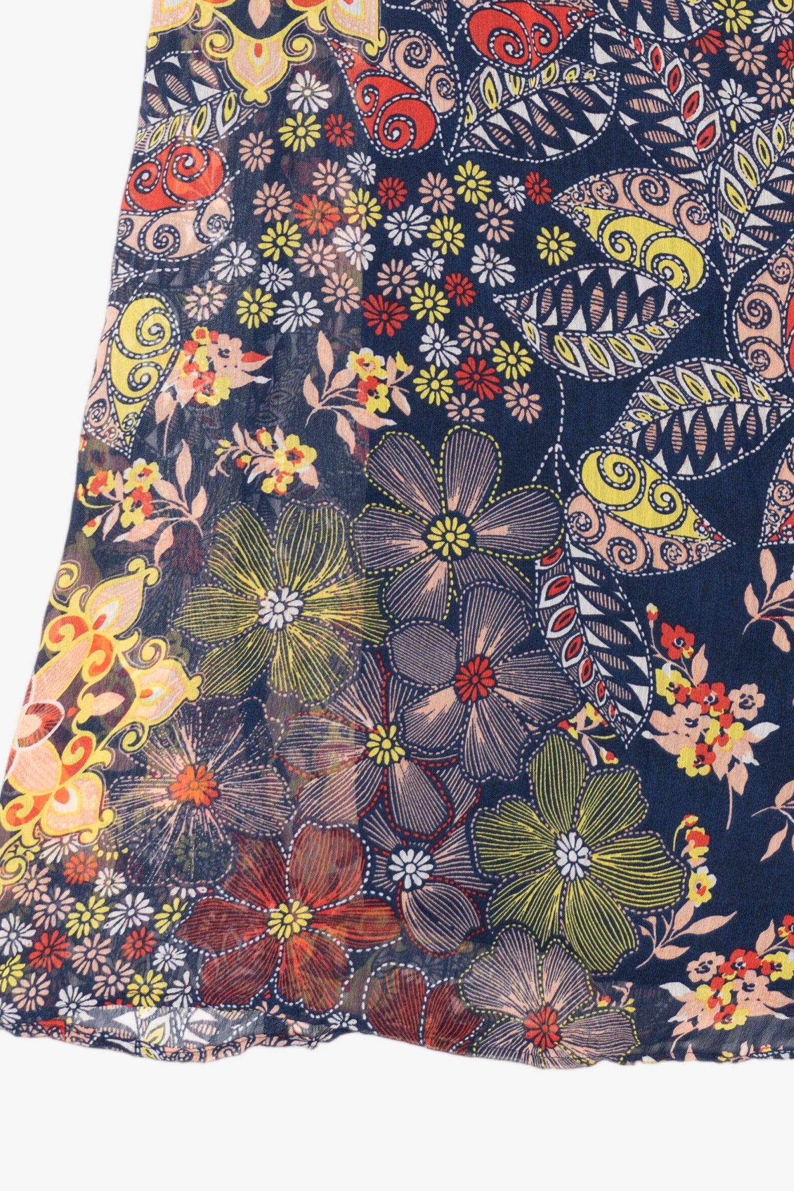 Navy Blue Kim Rogers Floral Maxi Skirt (2010s)