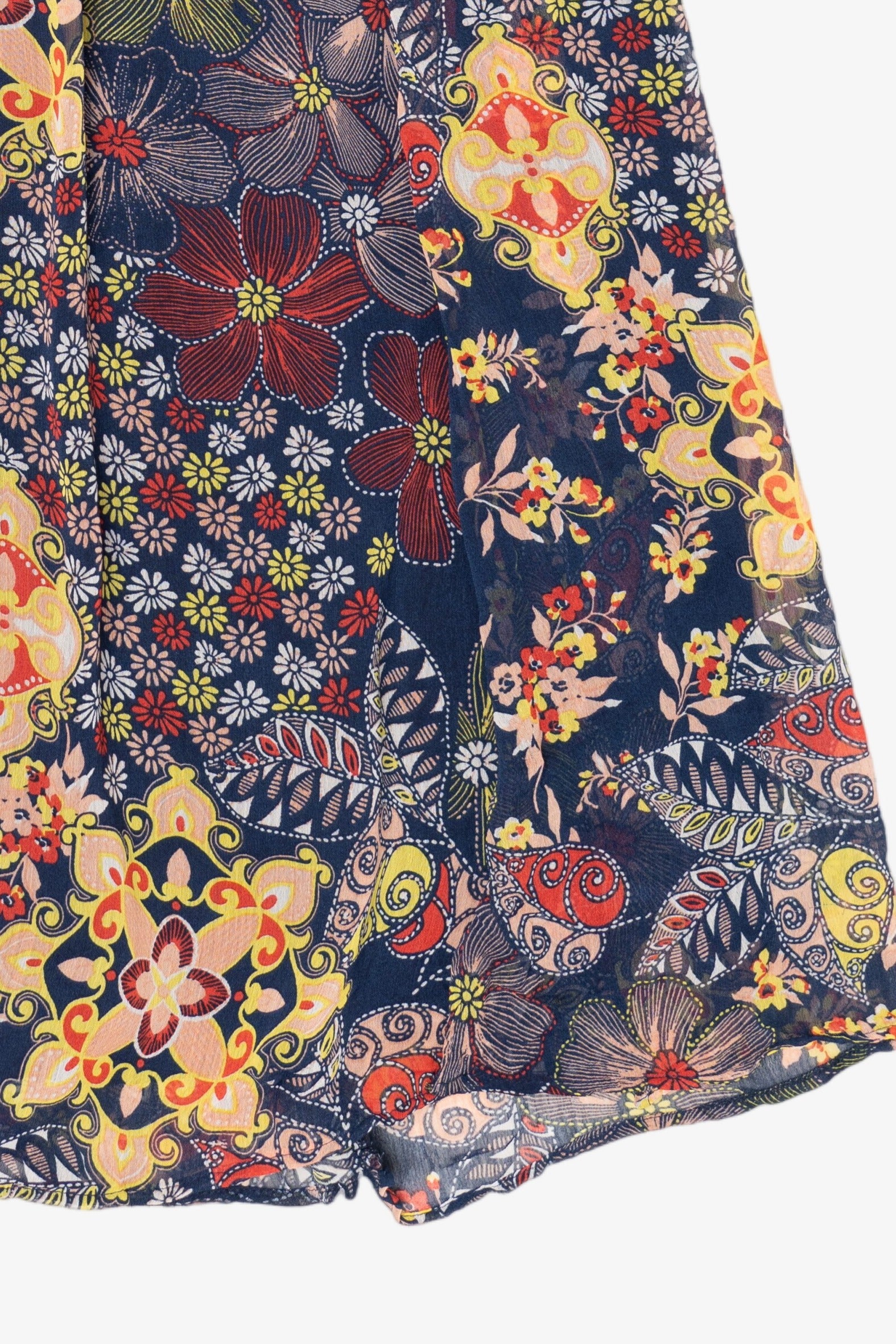 Navy Blue Kim Rogers Floral Maxi Skirt (2010s)