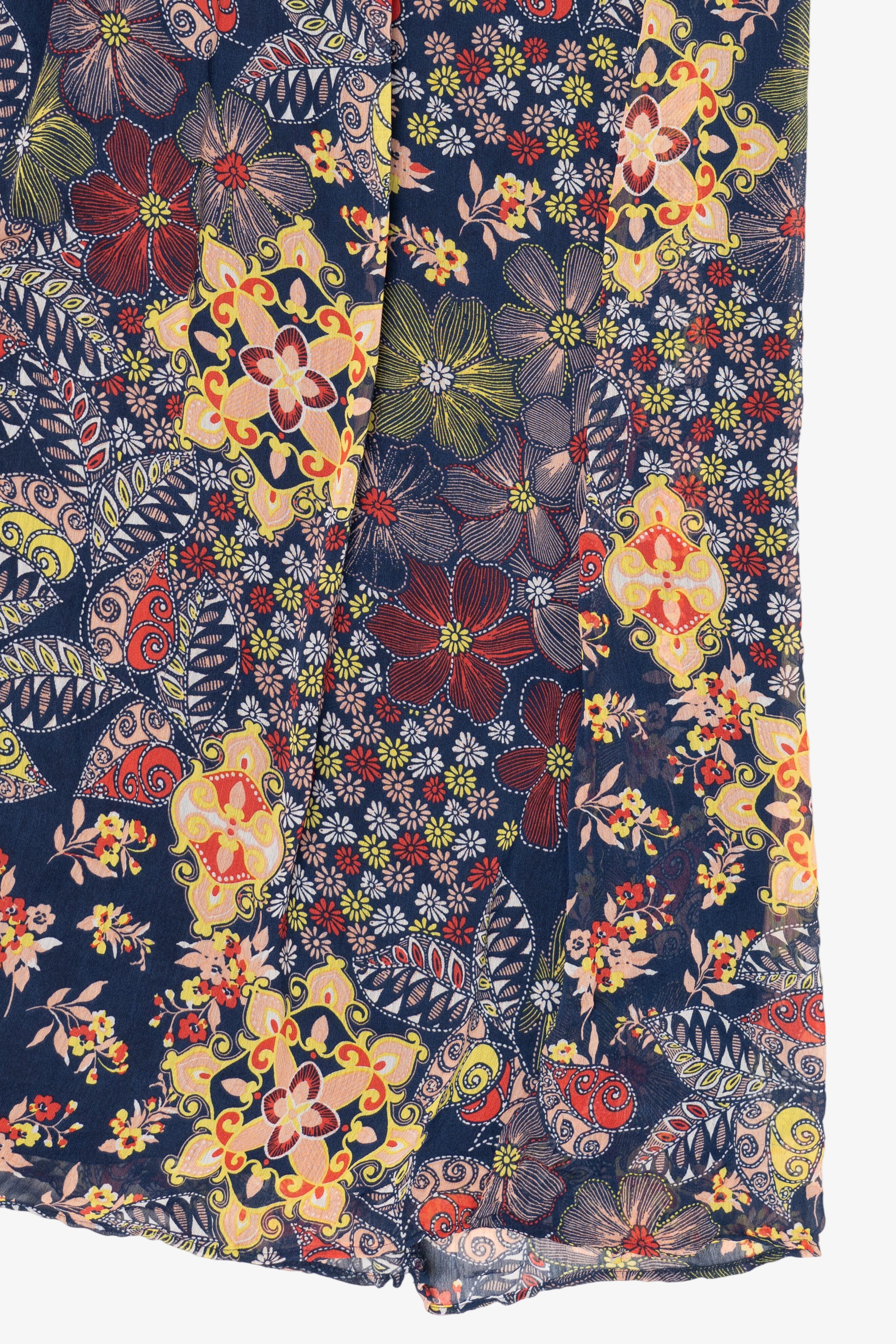 Navy Blue Kim Rogers Floral Maxi Skirt (2010s)