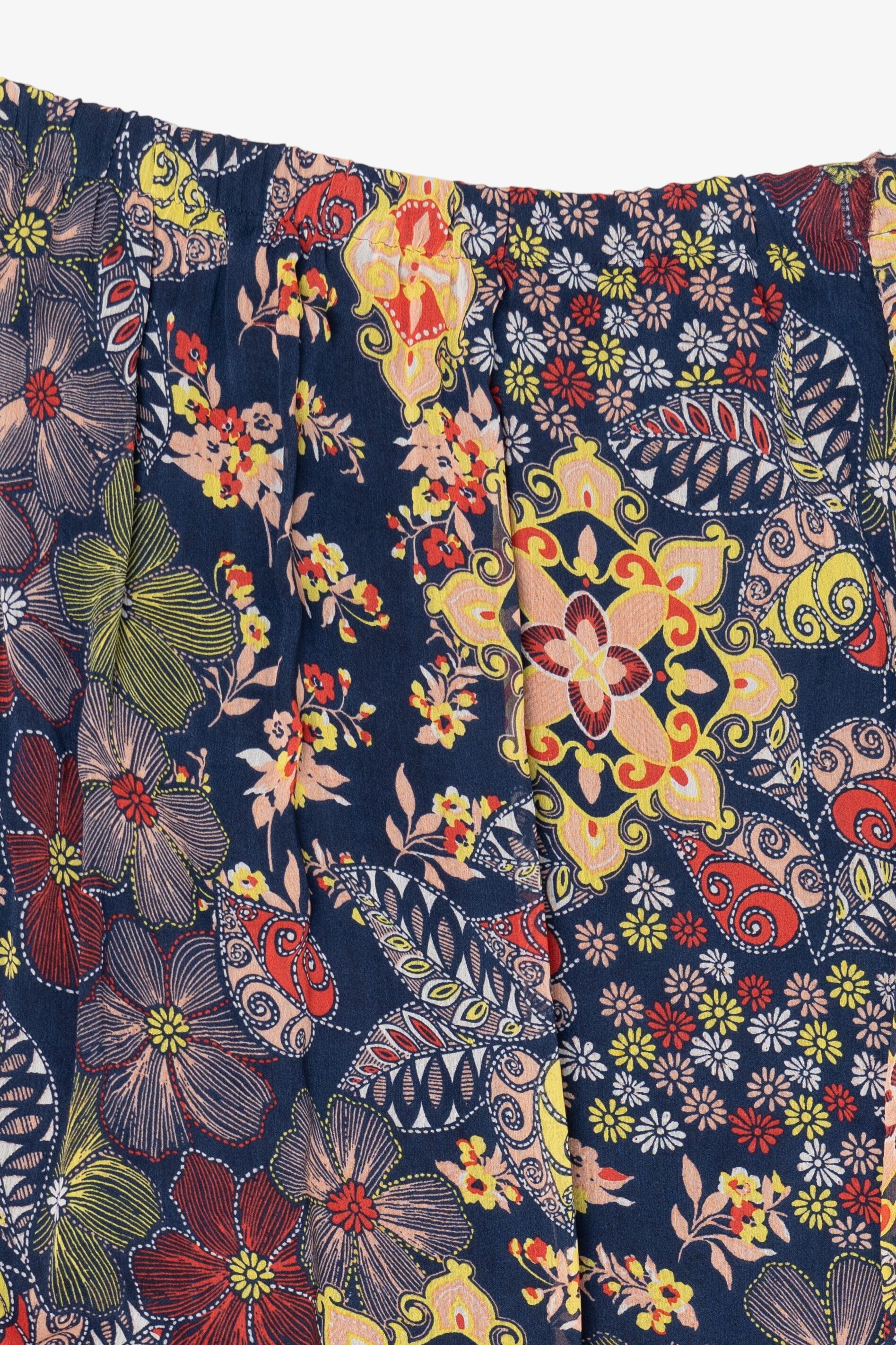 Navy Blue Kim Rogers Floral Maxi Skirt (2010s)