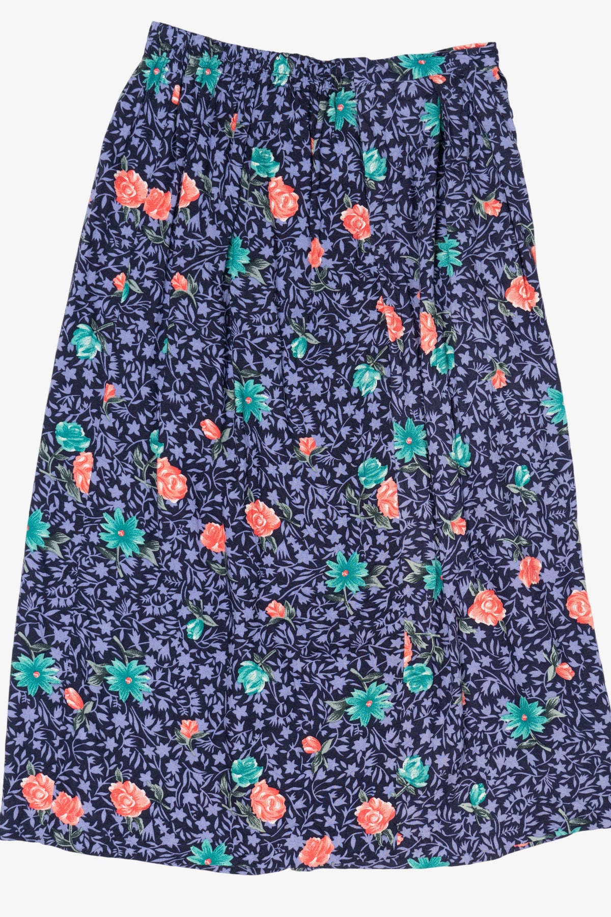 Vintage Navy Blue Liz Baker Floral Skirt (2000s)