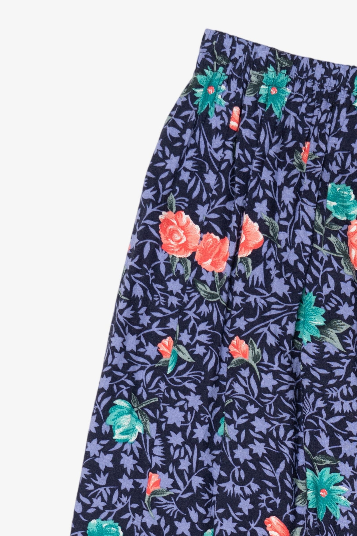 Vintage Navy Blue Liz Baker Floral Skirt (2000s)