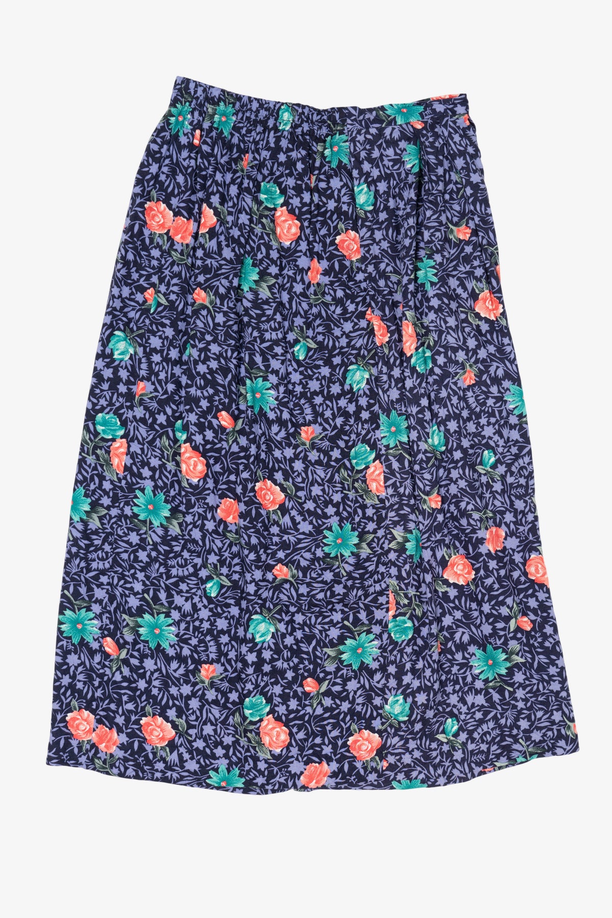 Vintage Navy Blue Liz Baker Floral Skirt (2000s)