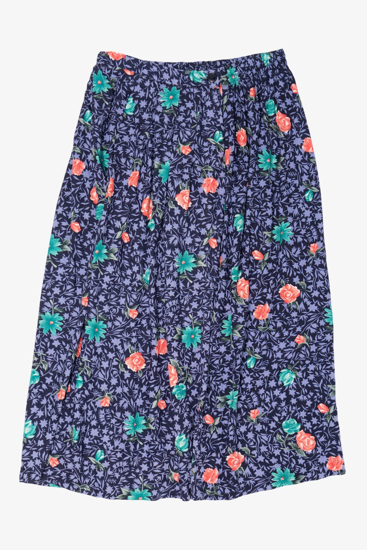Vintage Navy Blue Liz Baker Floral Skirt (2000s)