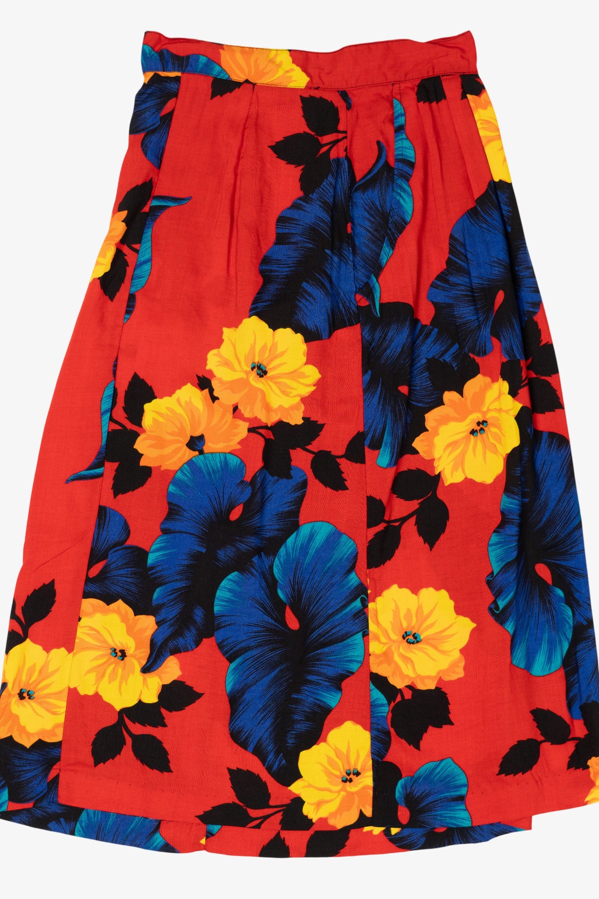 Vintage Red Floral Midi Skirt (1990s)