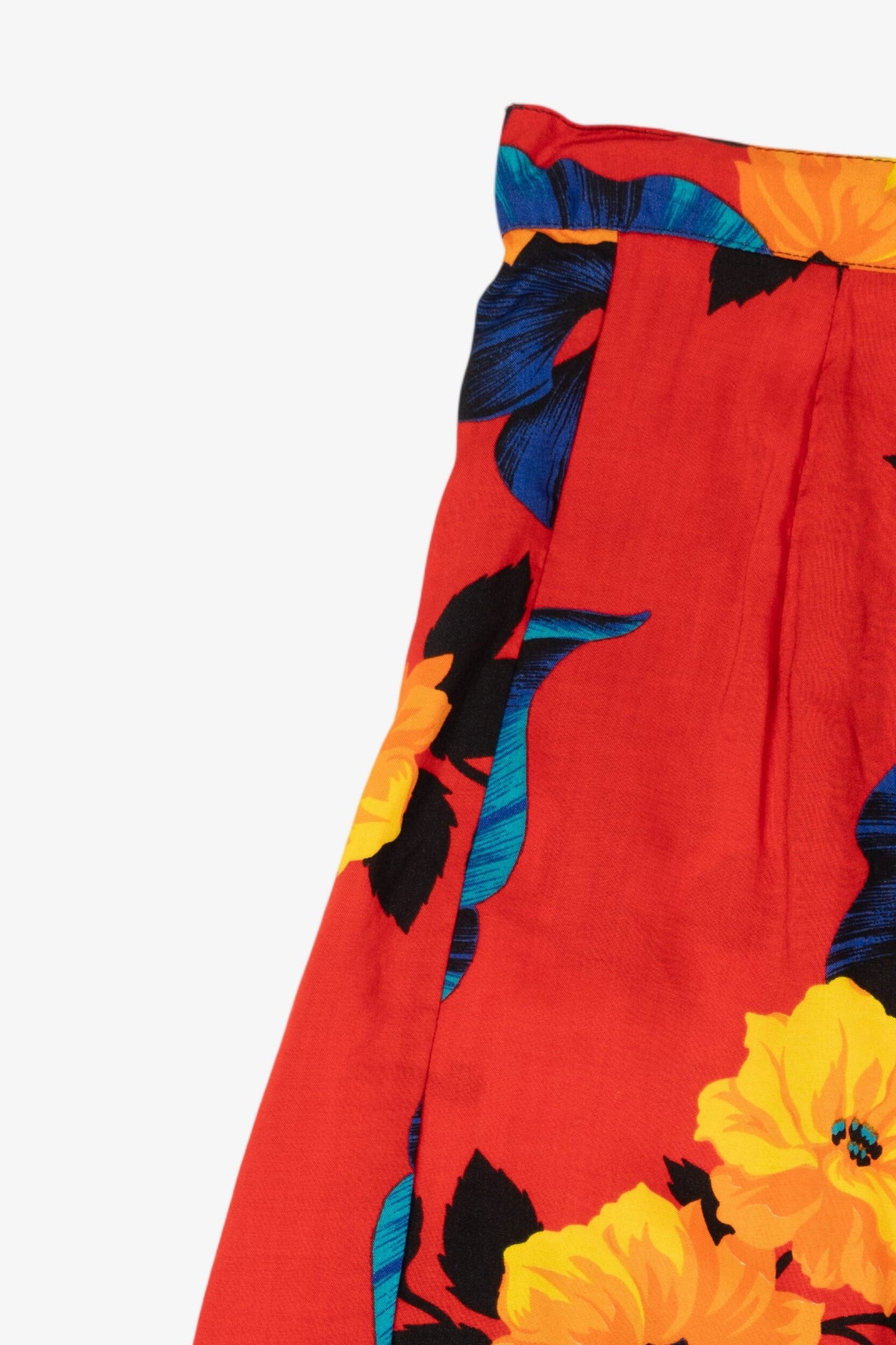 Vintage Red Floral Midi Skirt (1990s)