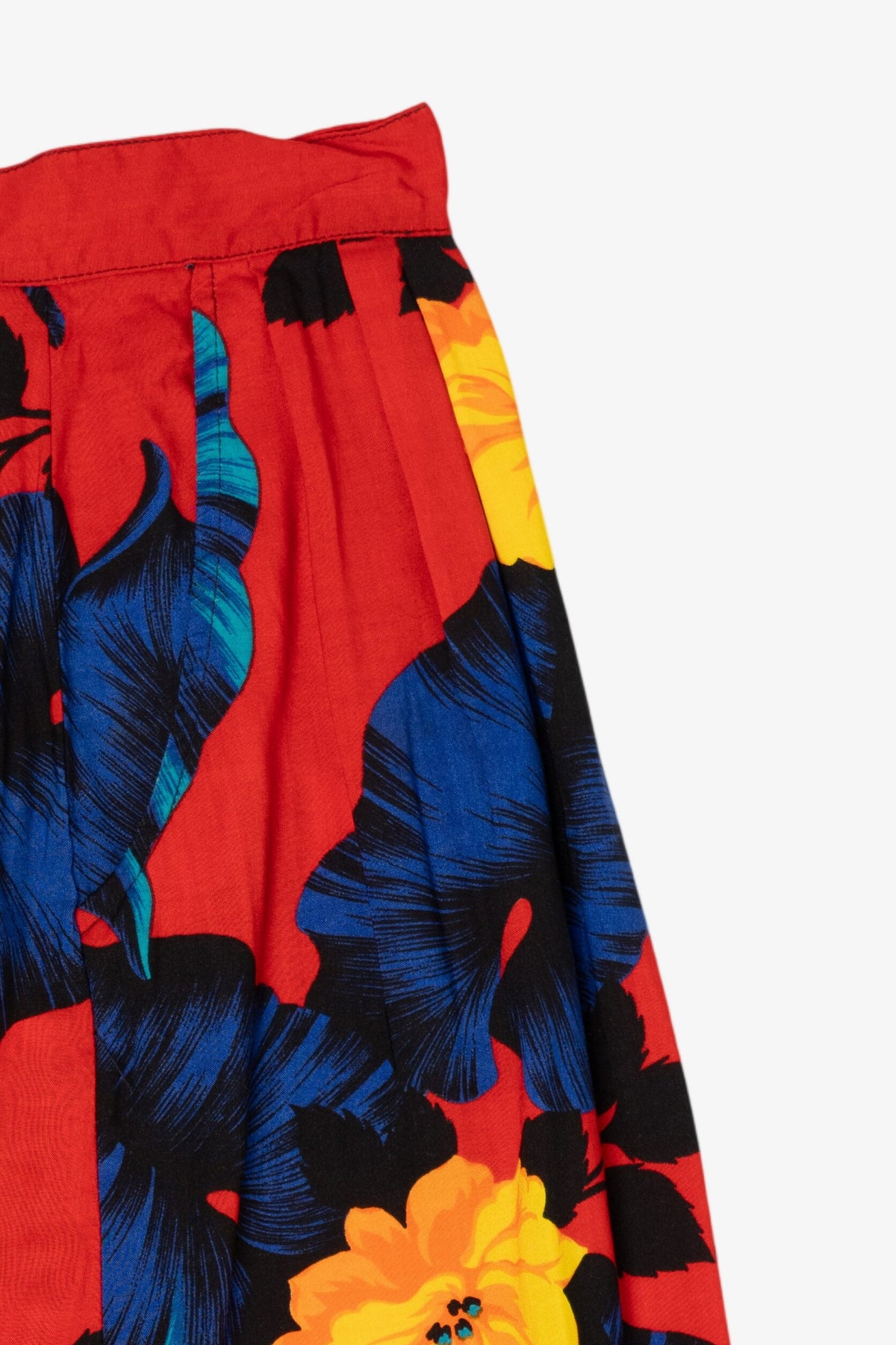 Vintage Red Floral Midi Skirt (1990s)