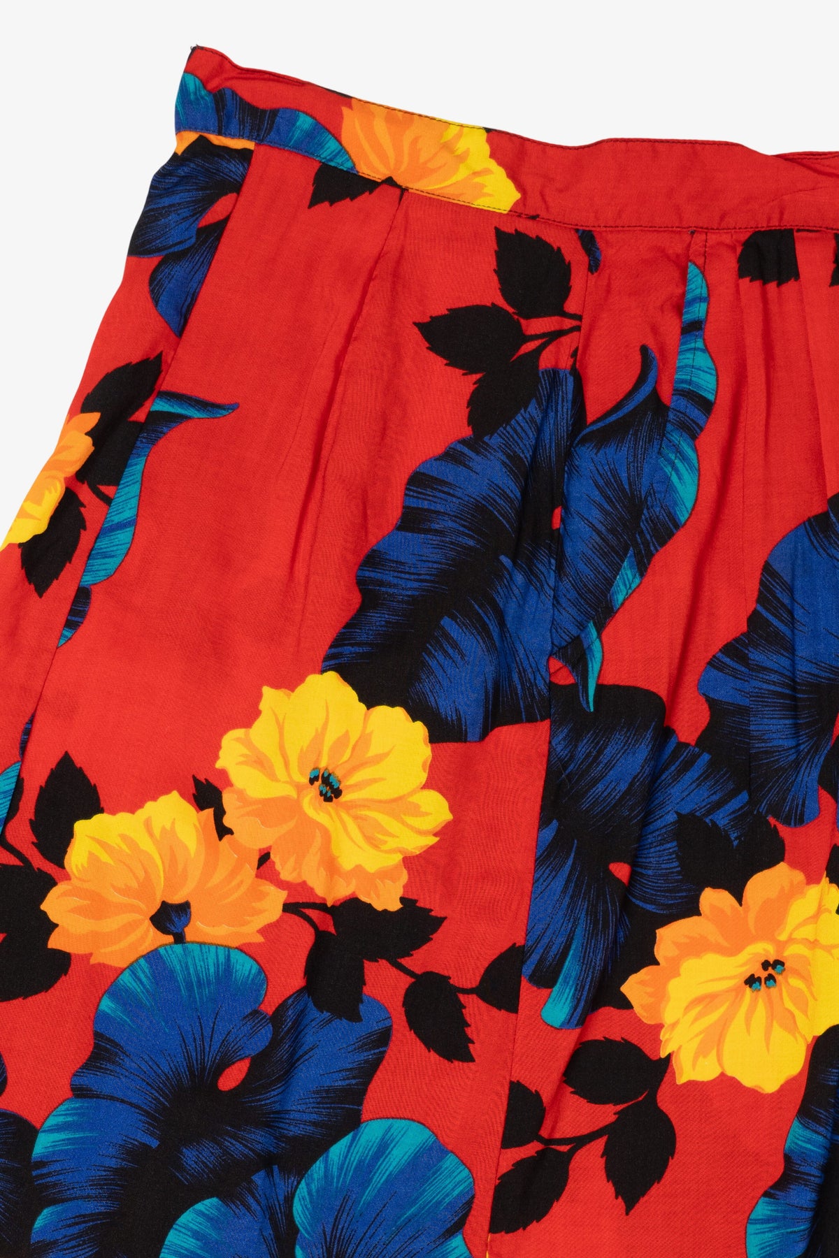 Vintage Red Floral Midi Skirt (1990s)