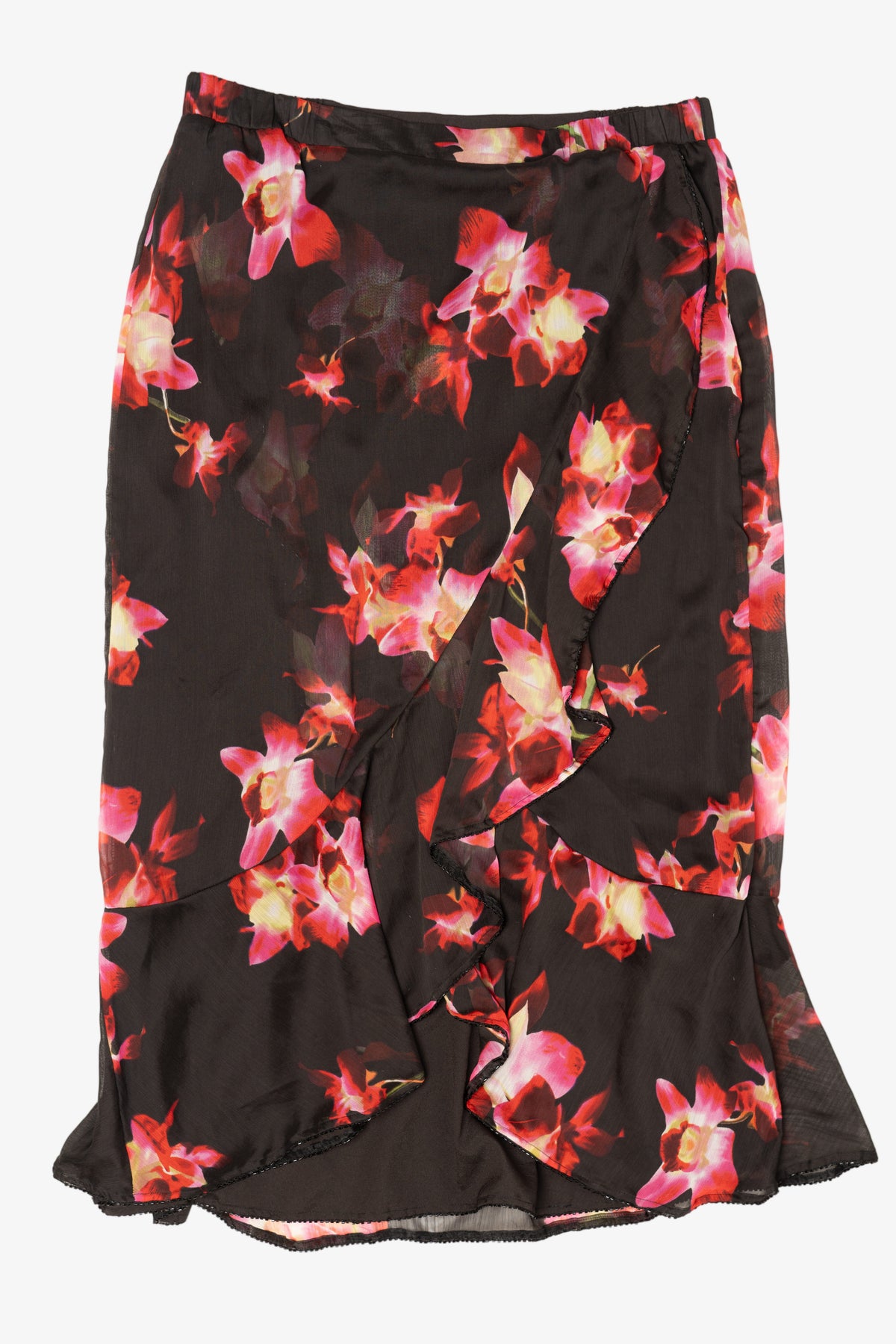 Vintage Dark Brown Floral Skirt (1990s)
