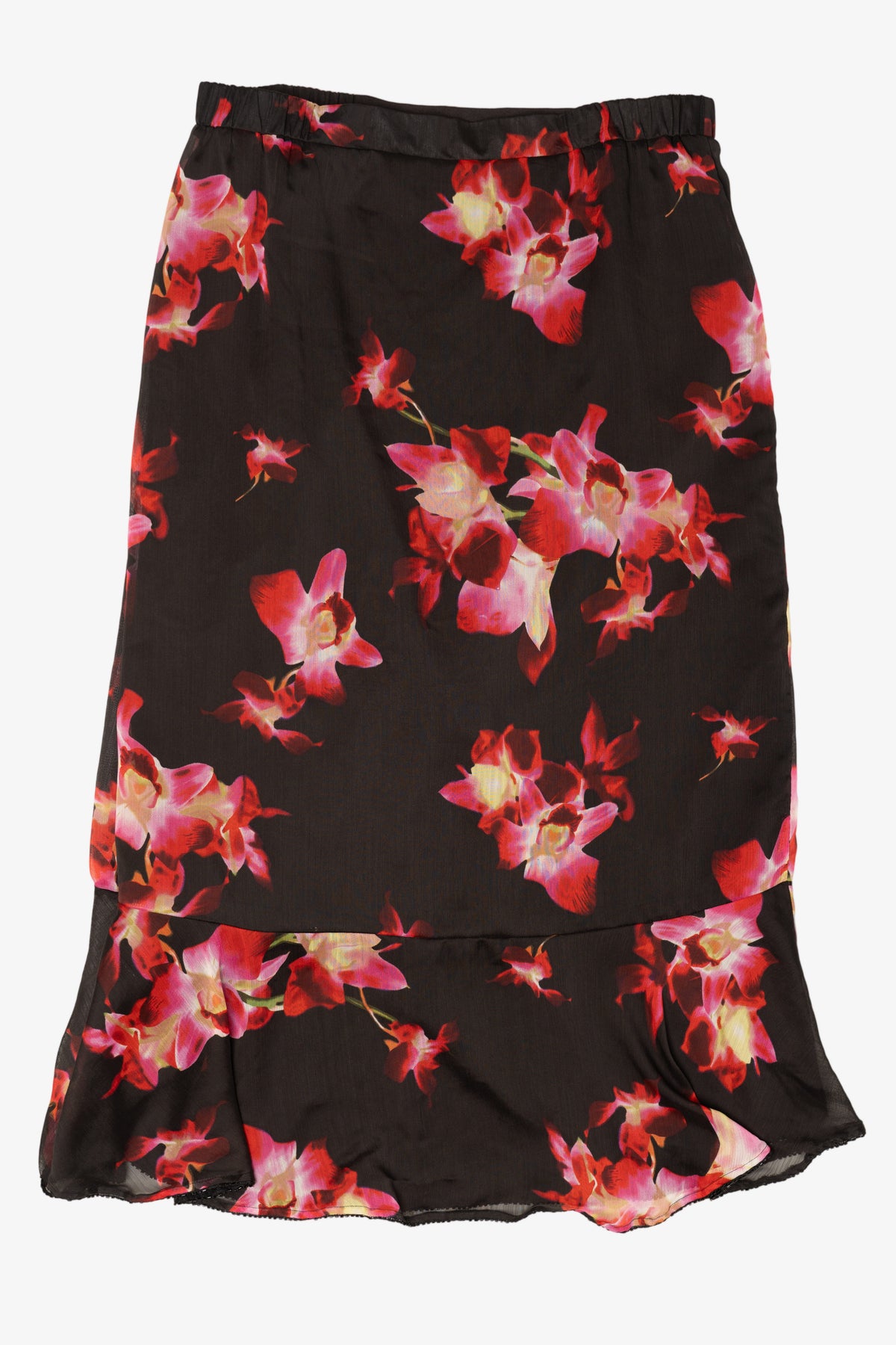 Vintage Dark Brown Floral Skirt (1990s)