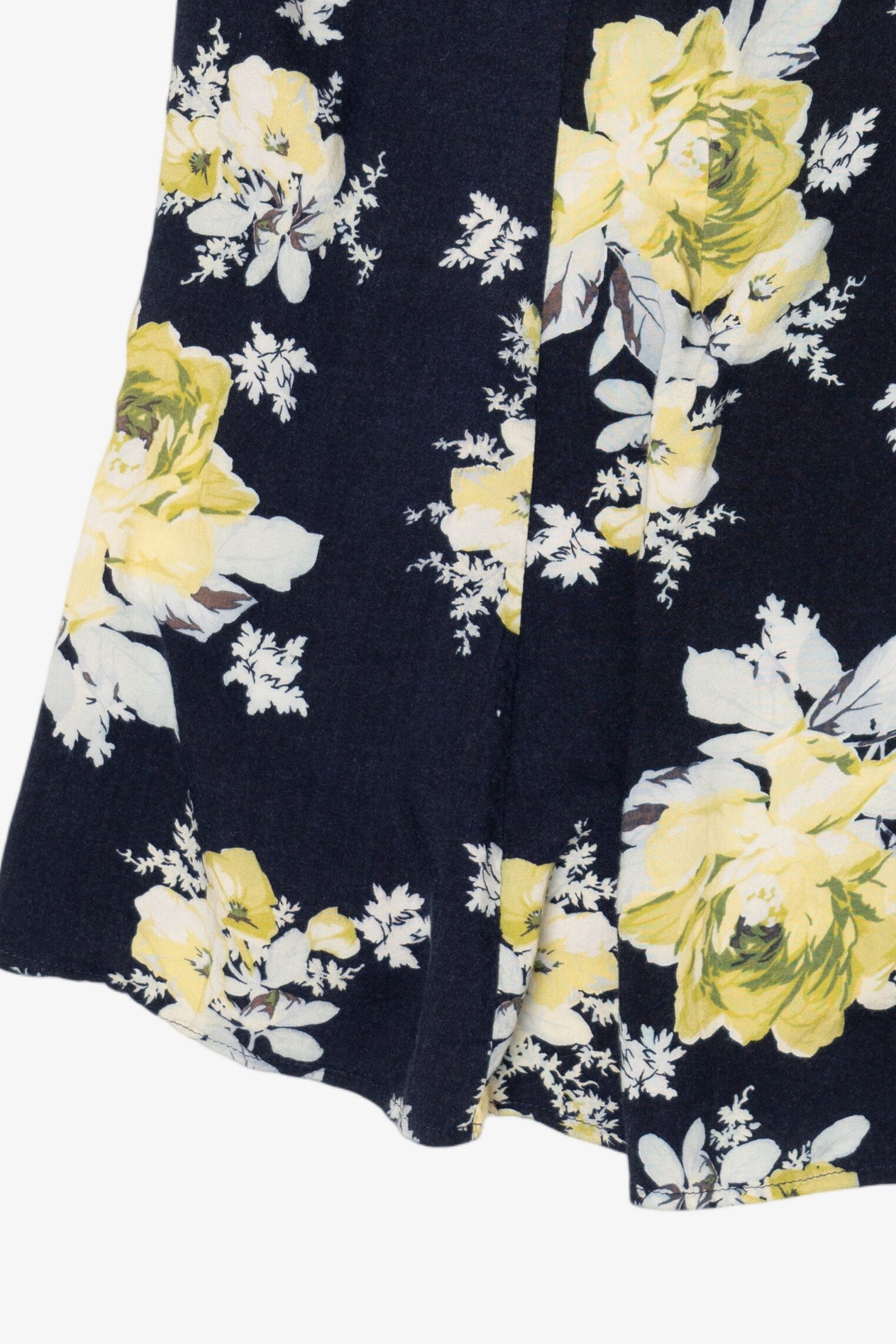 Vintage Navy Blue Denim & Co Floral Skirt (1990s)