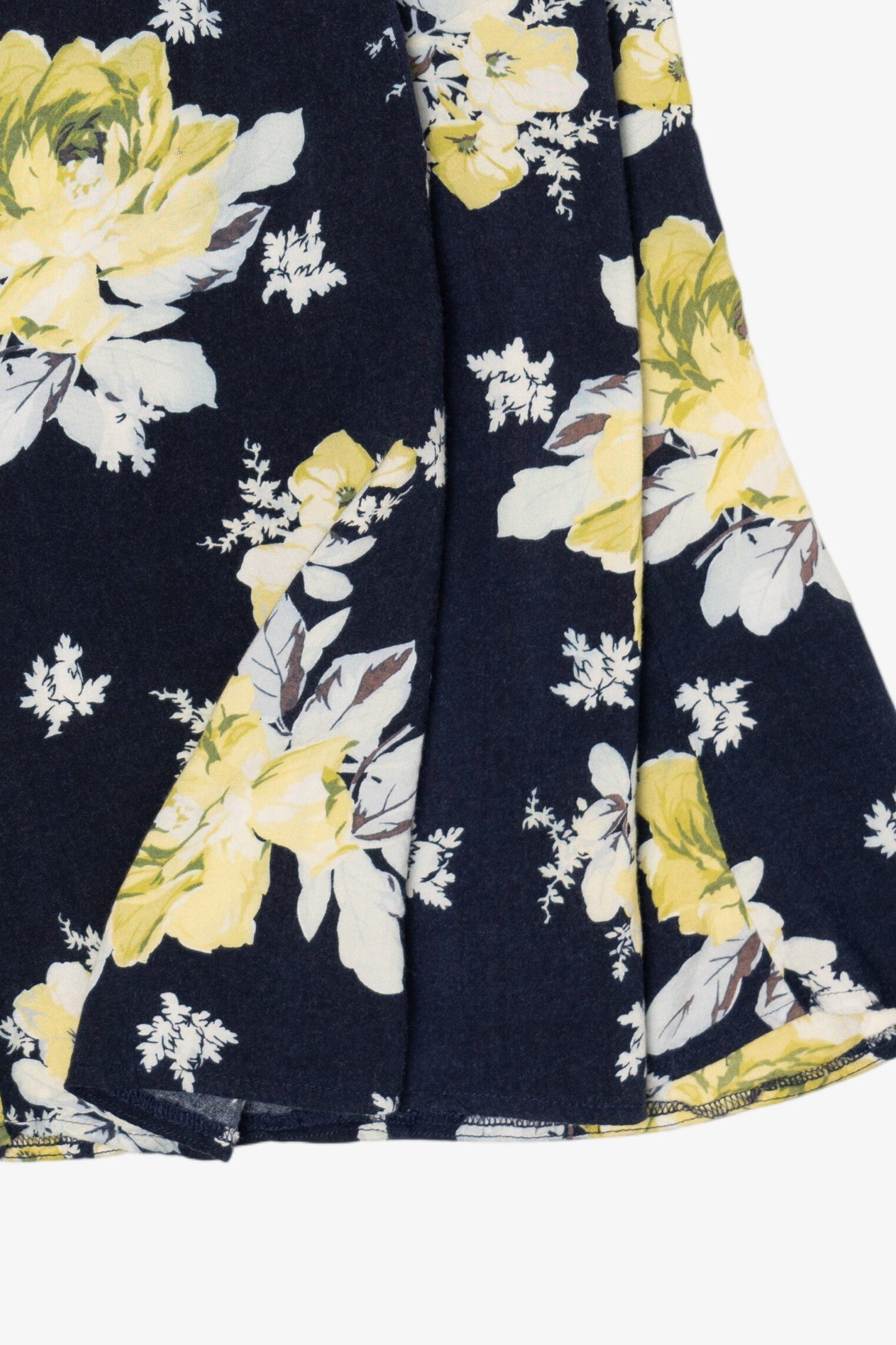 Vintage Navy Blue Denim & Co Floral Skirt (1990s)