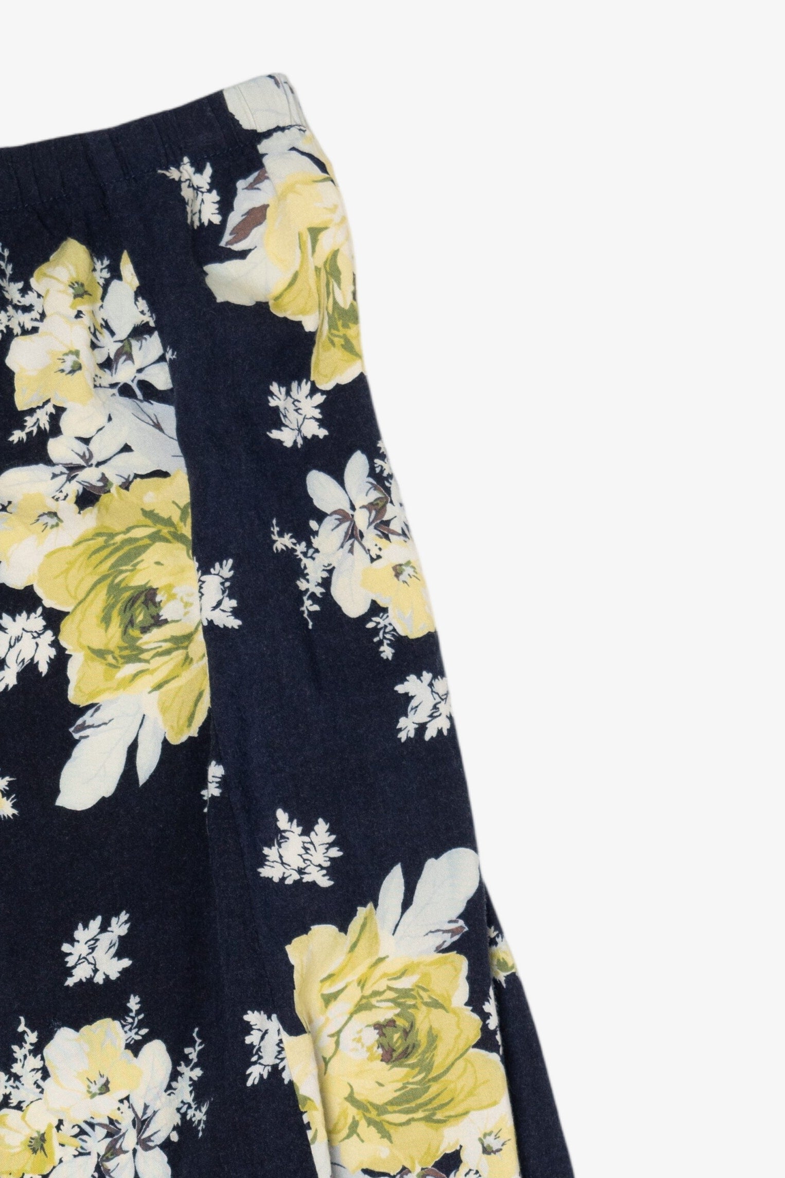 Vintage Navy Blue Denim & Co Floral Skirt (1990s)