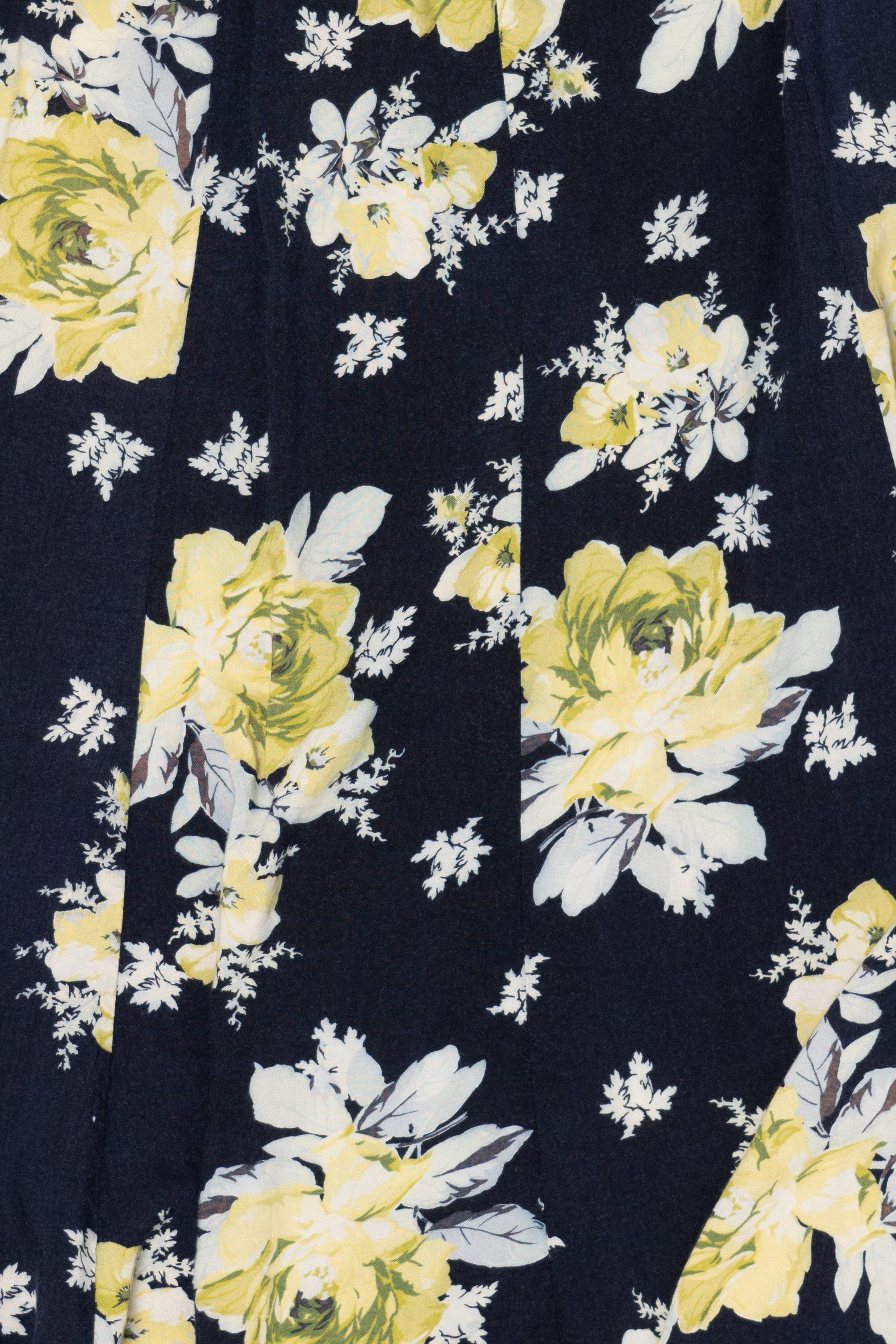 Vintage Navy Blue Denim & Co Floral Skirt (1990s)