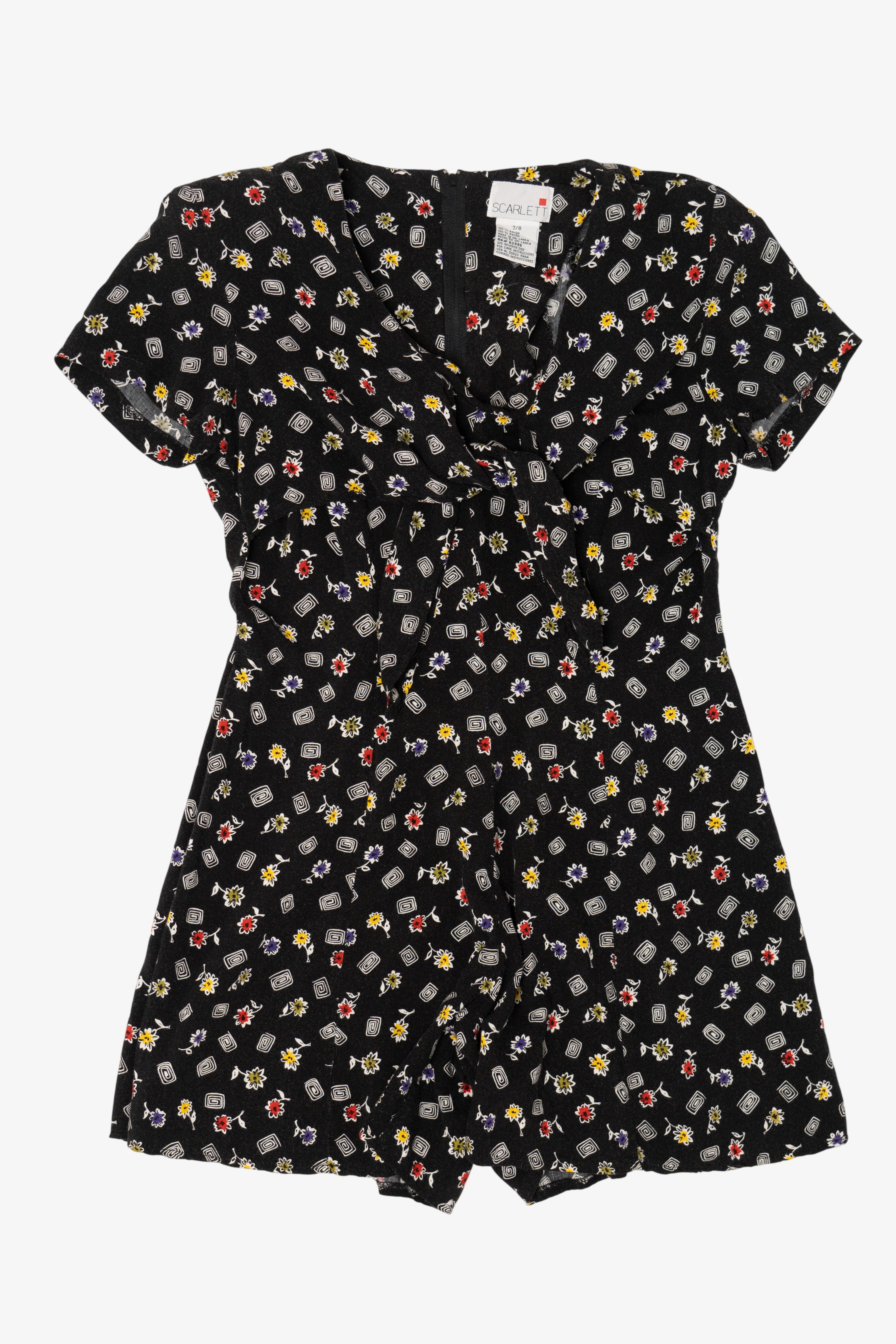 Vintage Scarlett Black Floral Romper (1990s)