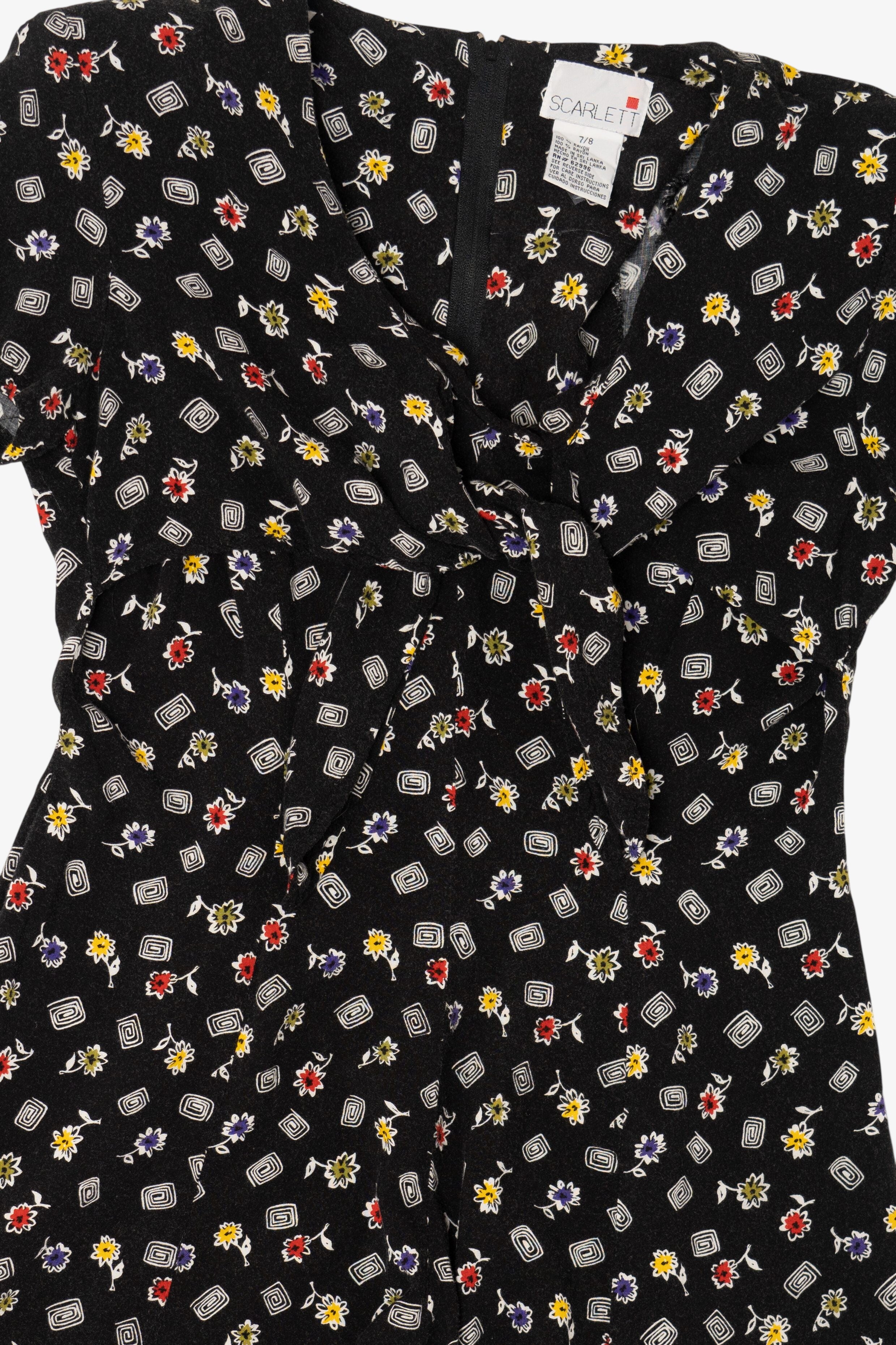 Vintage Scarlett Black Floral Romper (1990s)
