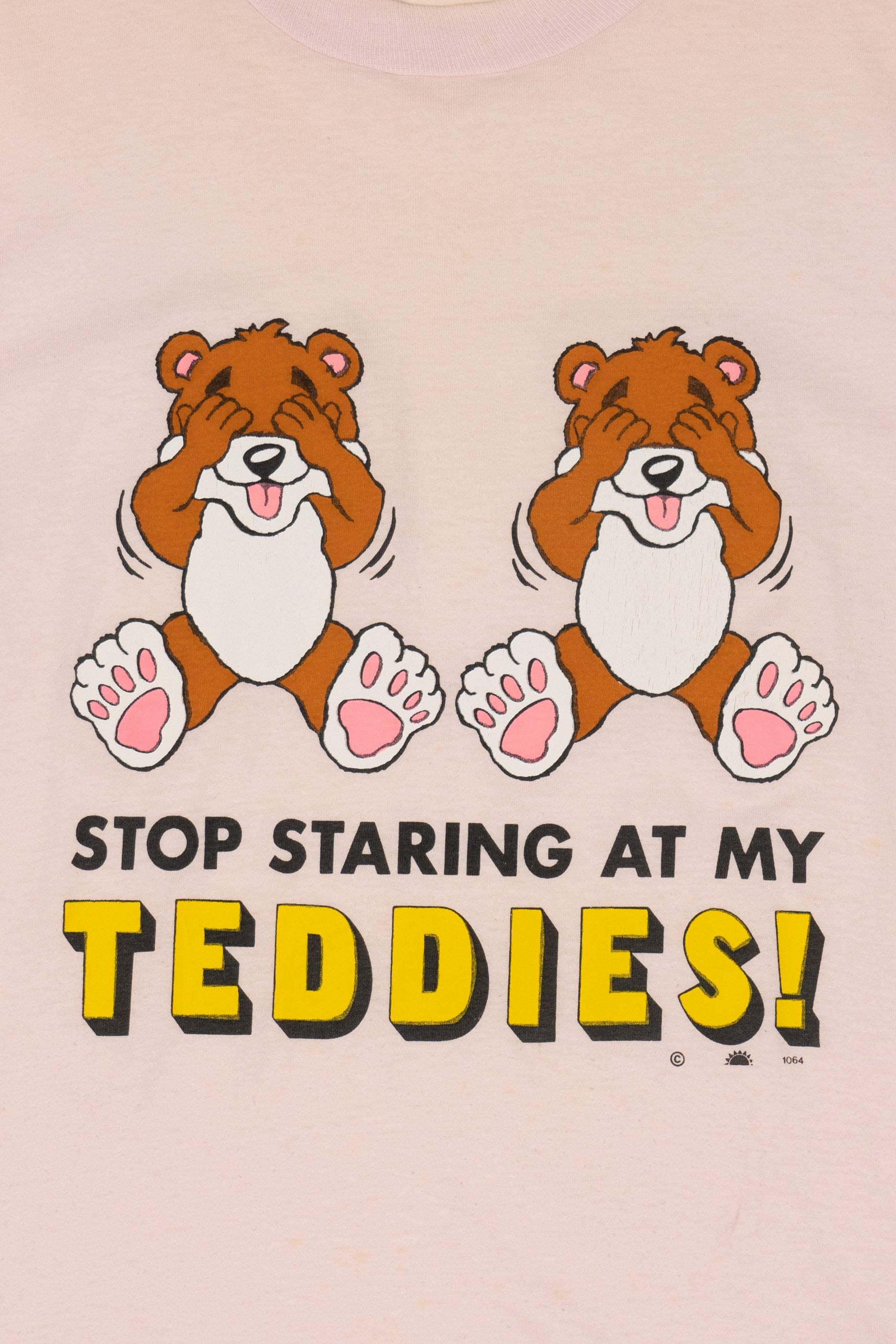 Vintage "Stop Staring At My Teddies" Funny T-Shirt (1980s)