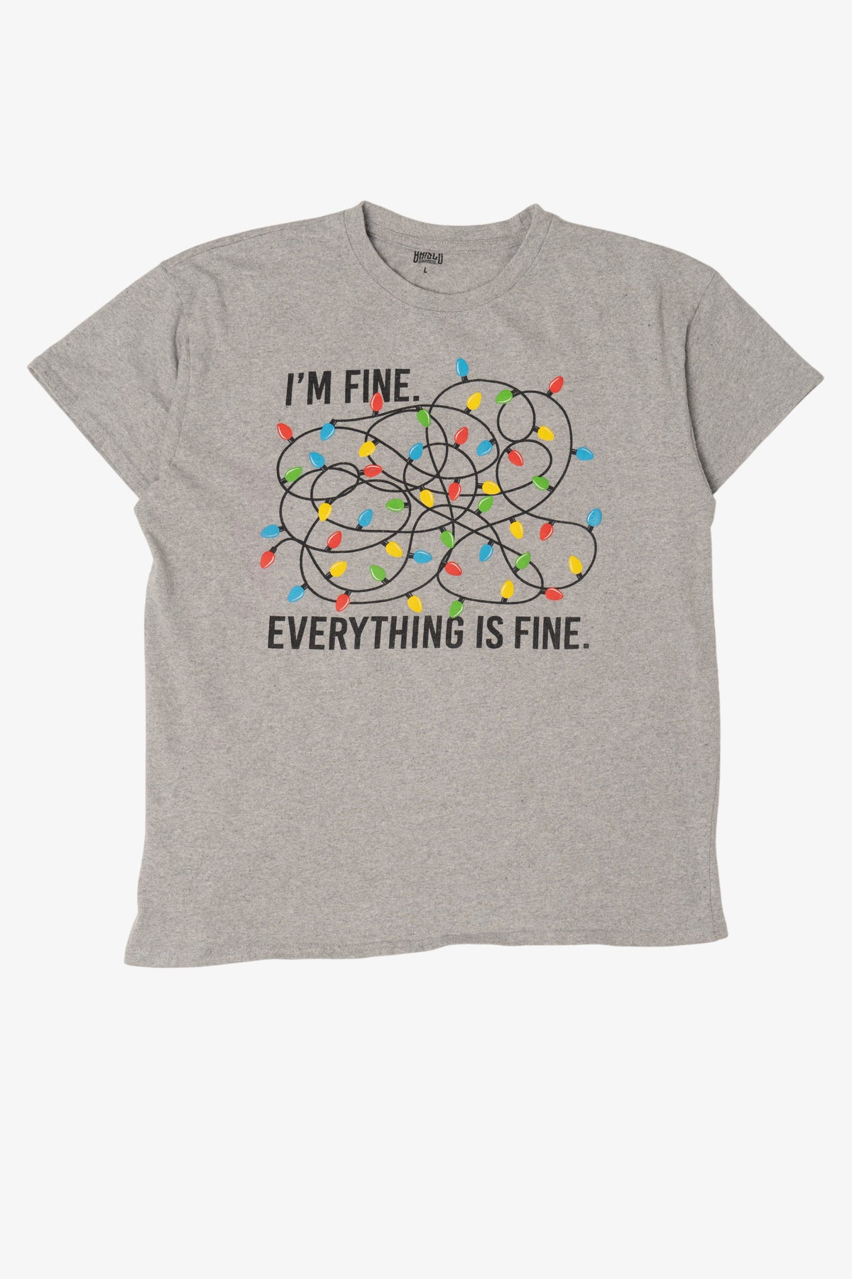 Light Gray "I'm Fine... Everything Is Fine" Funny Christmas Lights T-Shirt