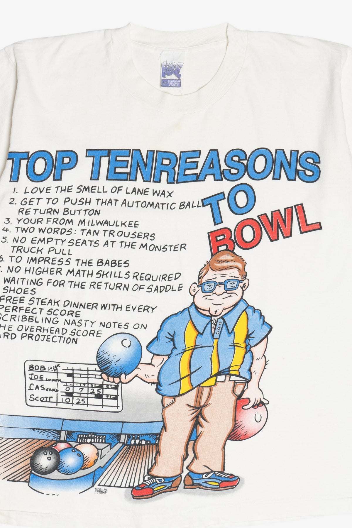 Vintage "Top 10 Reasons To Bowl" Funny T-Shirt (1990s)