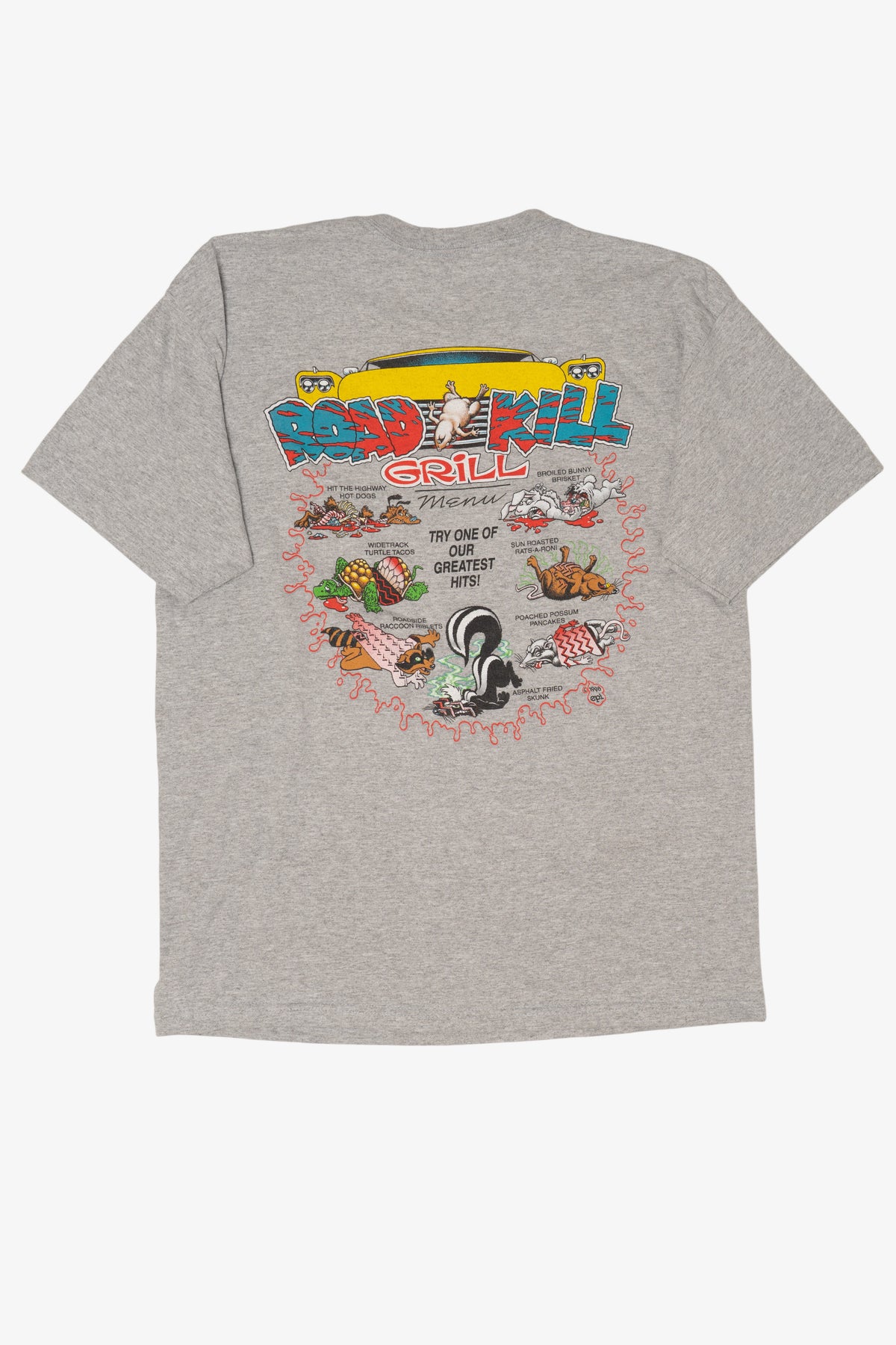 Vintage Road Kill Grill Funny Gray T-Shirt (1990s)
