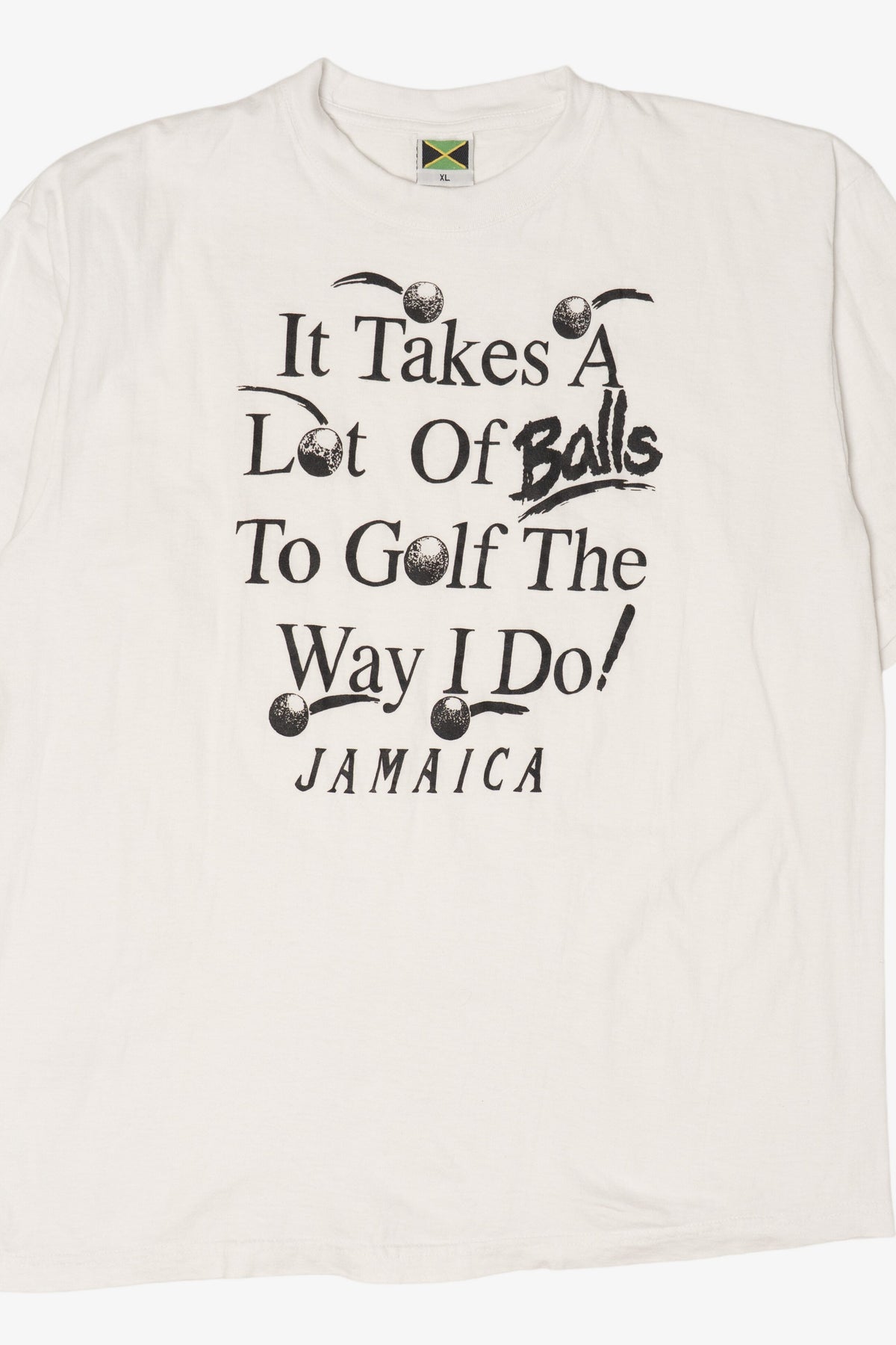 Vintage "It Takes A Lot Of Balls To Golf The Way I Do" Jamaica Funny T-Shirt (1990s)