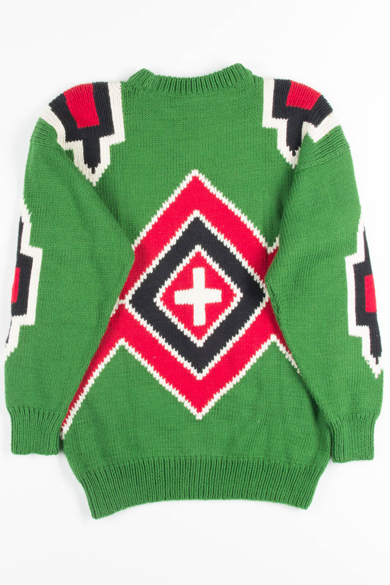Vintage Green Geometric Sweater