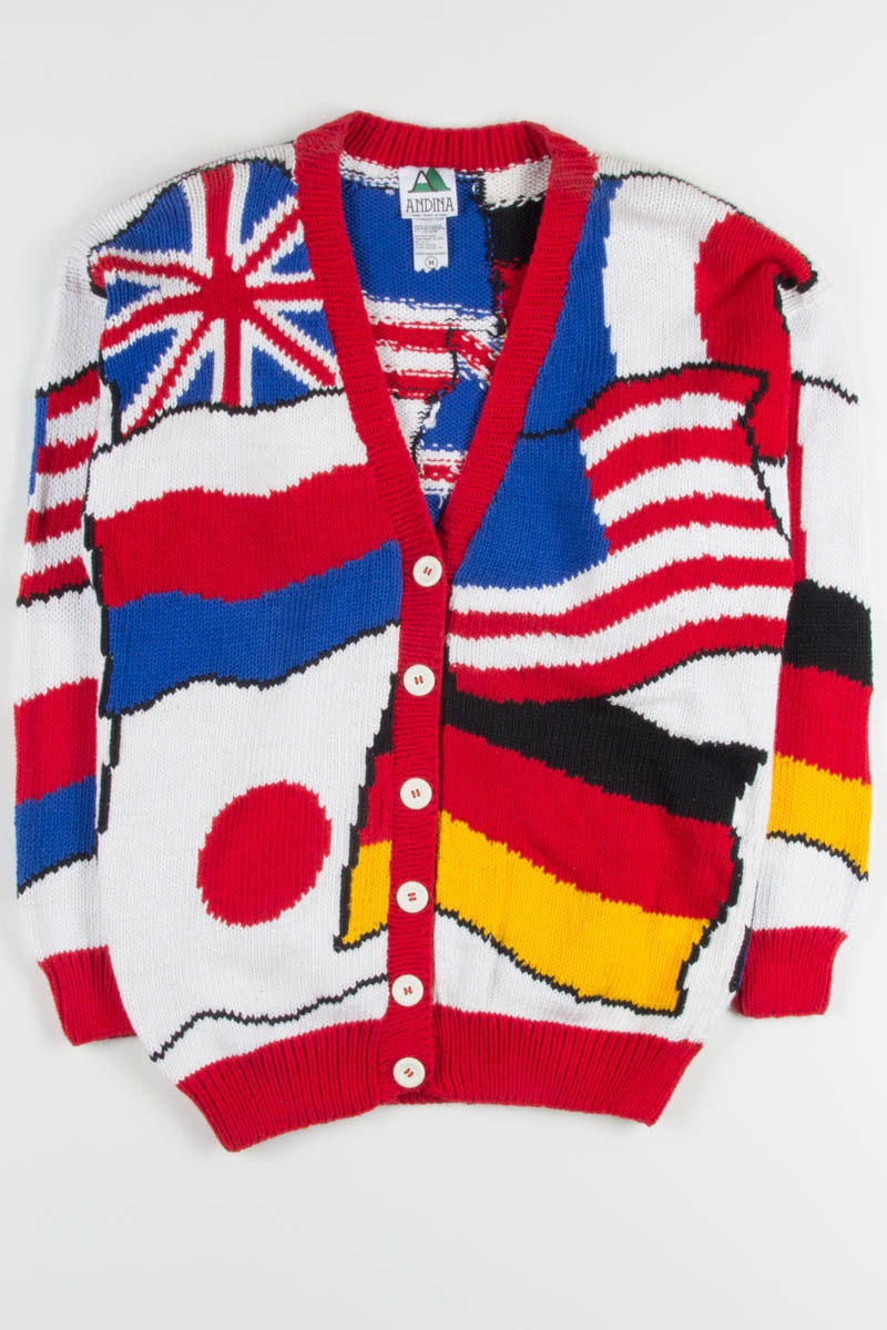 Vintage Flag Collage Cardigan