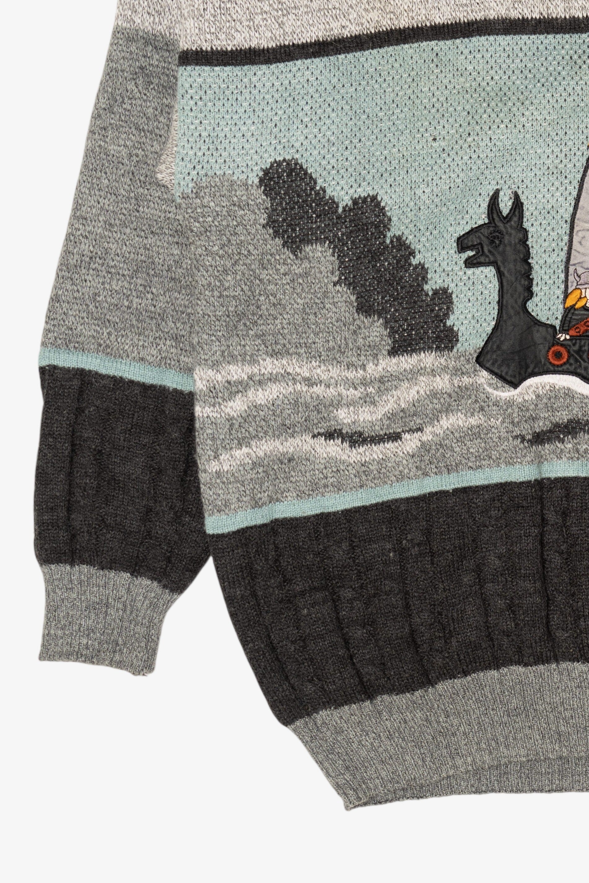 Vintage Light Gray Vikings Sailing The Sea Sweater (1990s)