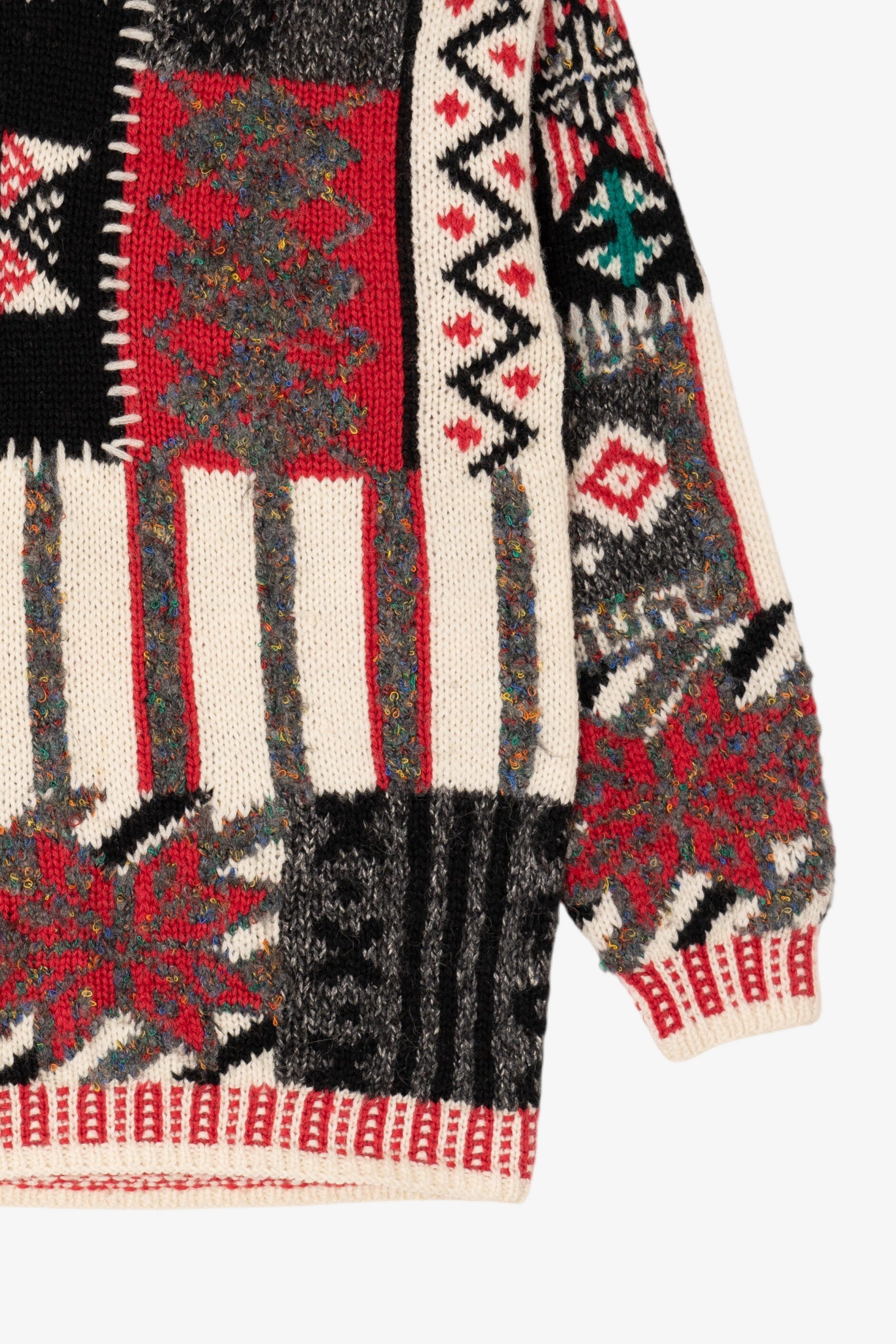 Vintage Hand Knit Lizwear Patchwork Sweater (1990s)