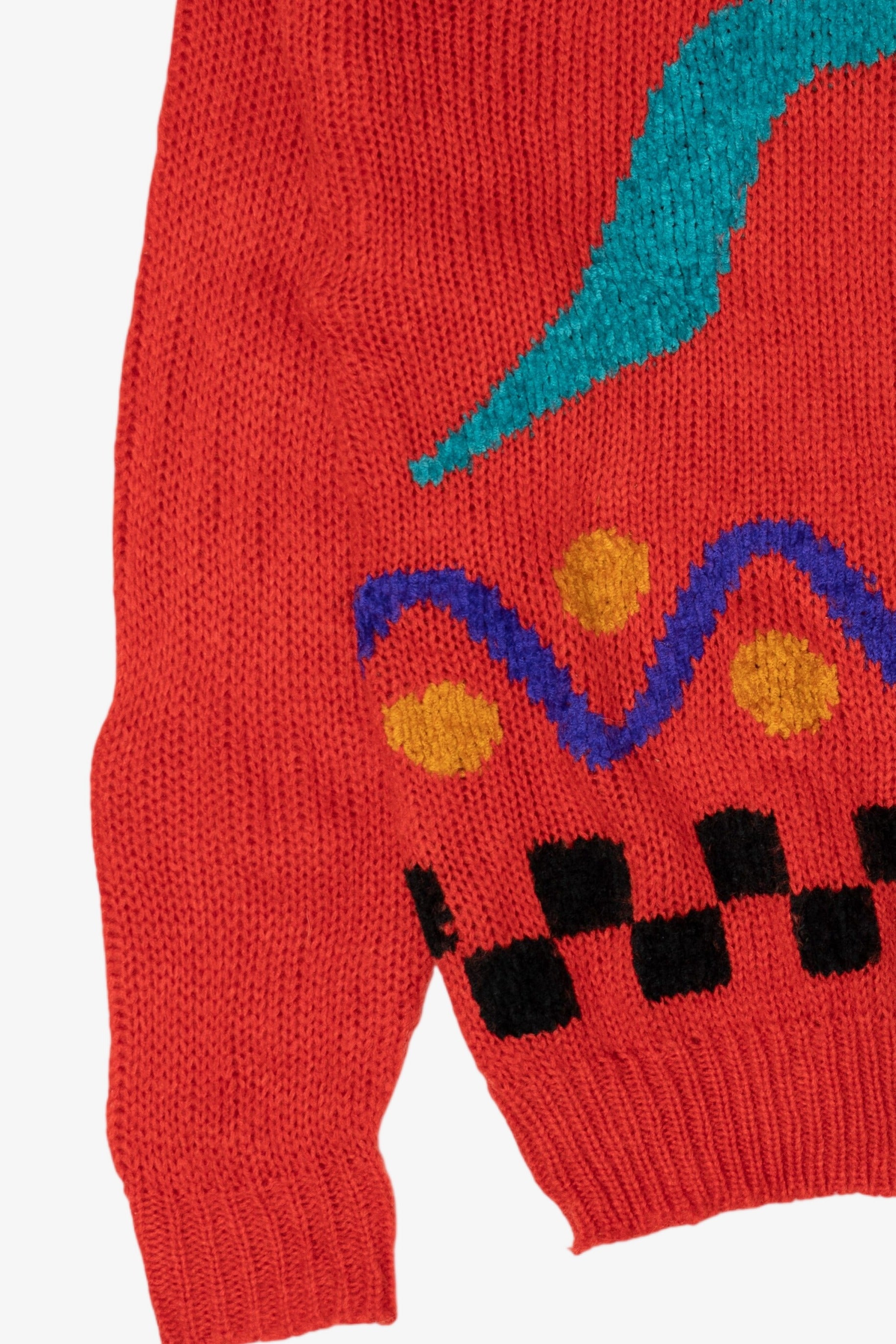 Vintage Red Sheridan Square Abstract Graphic Sweater (1980s)