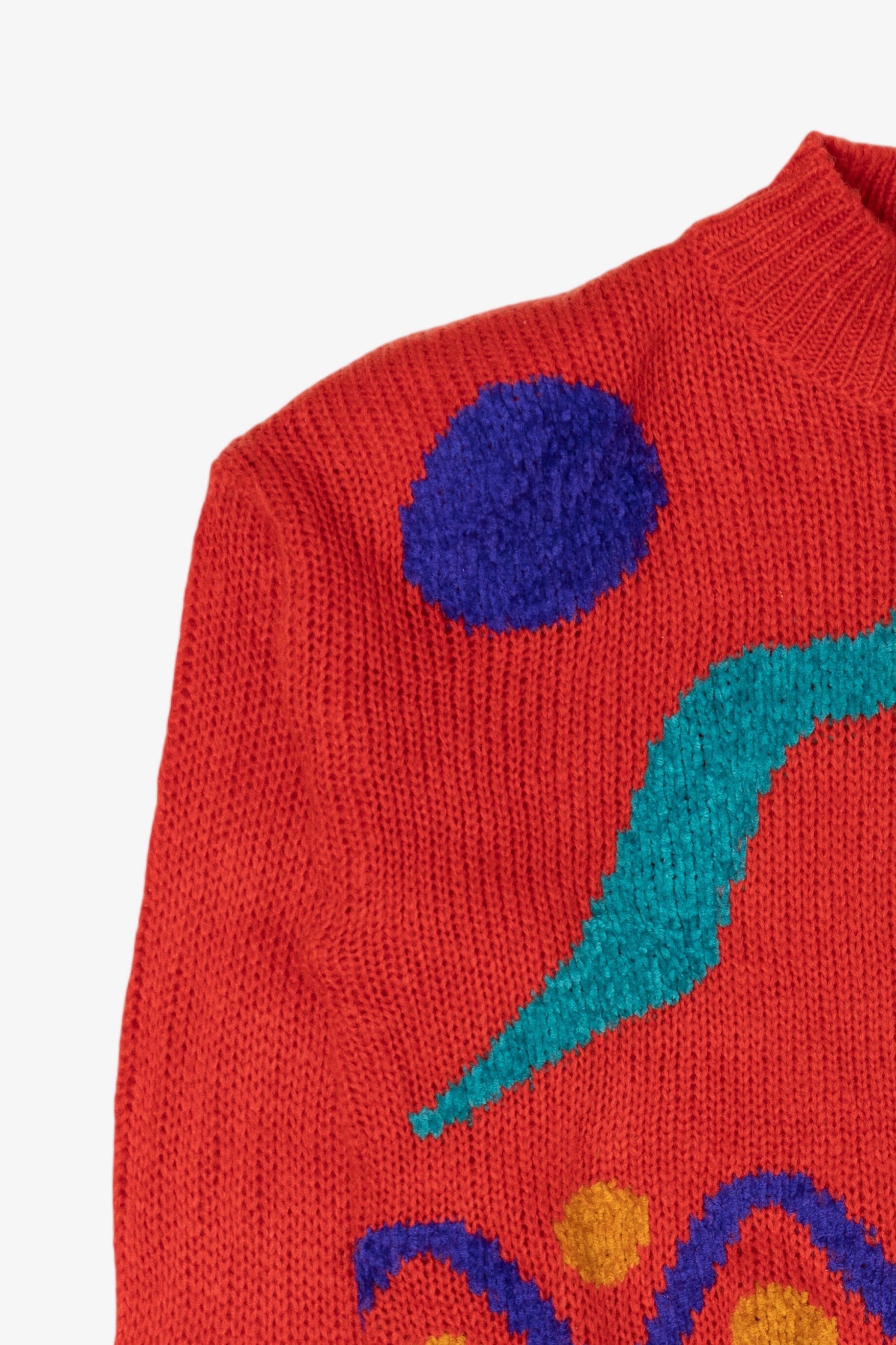 Vintage Red Sheridan Square Abstract Graphic Sweater (1980s)