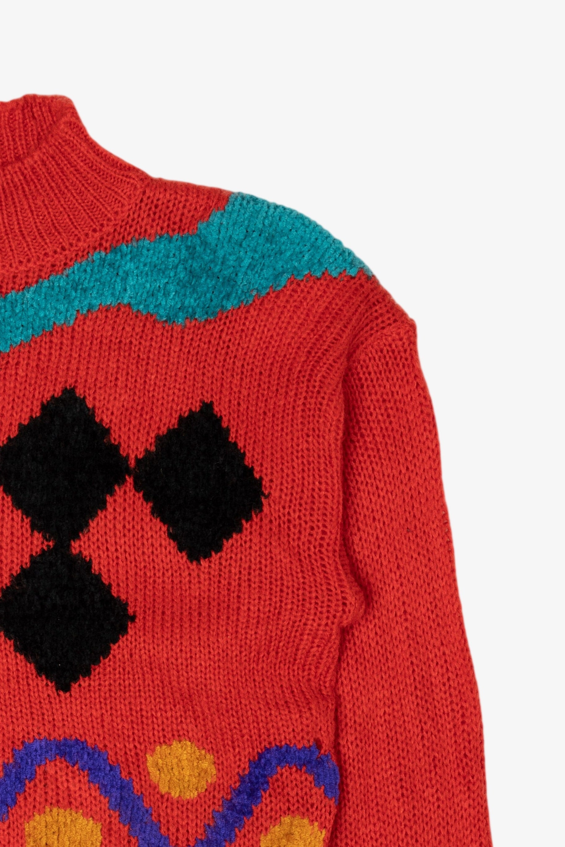 Vintage Red Sheridan Square Abstract Graphic Sweater (1980s)