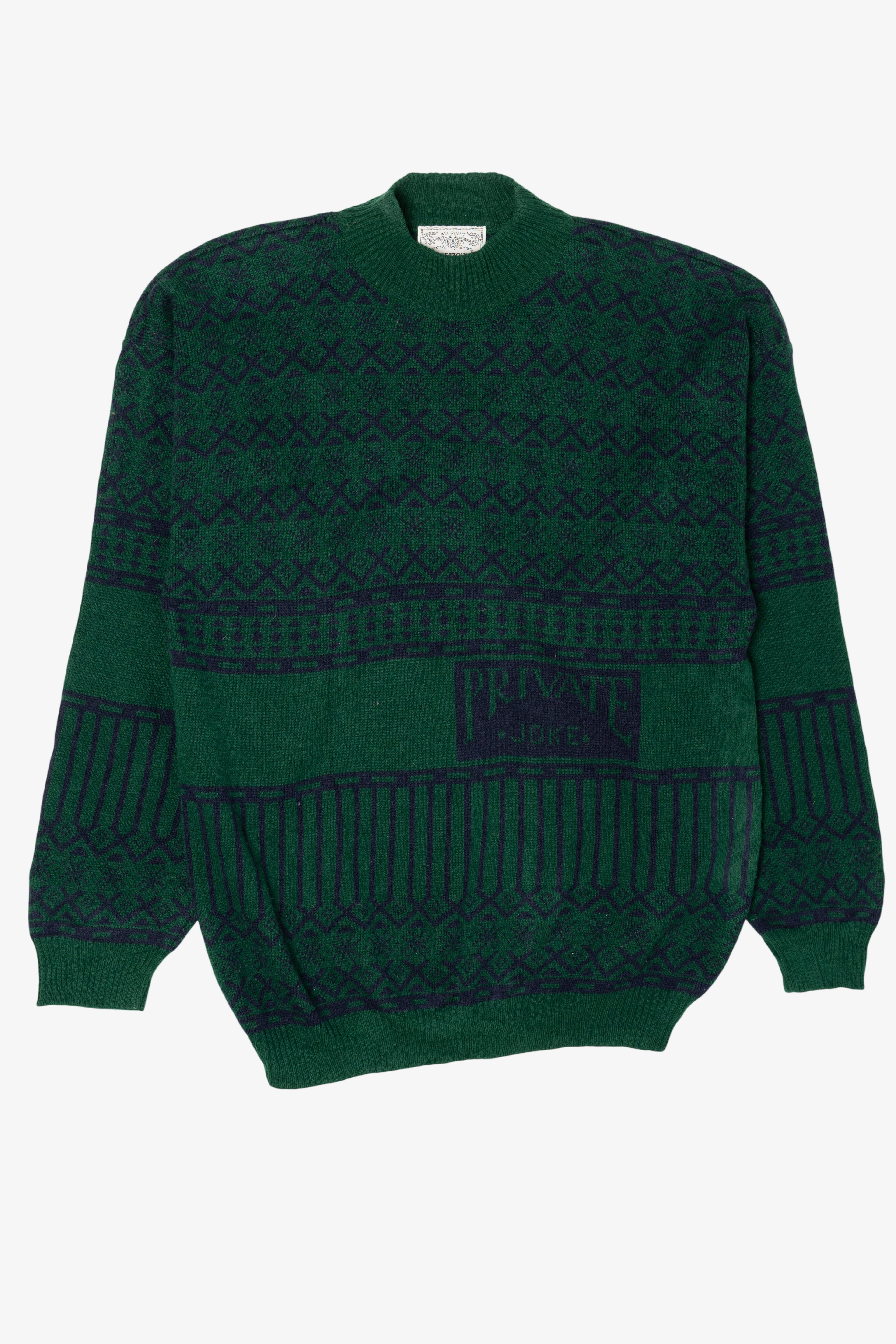 Vintage Green HorizonIV "Private Joke" Sweater (1980s)