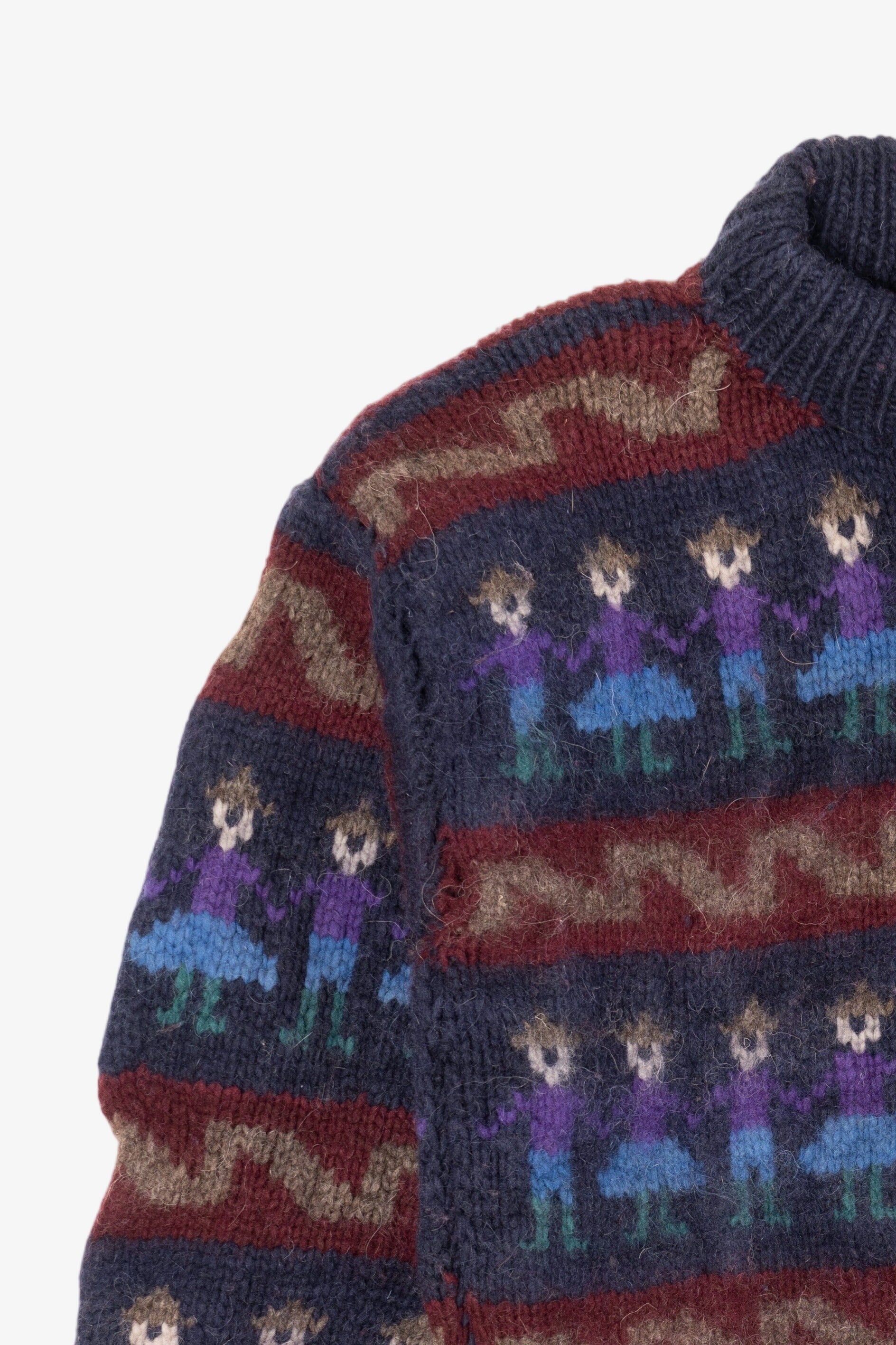 Vintage Hand Made Navy Blue Obraje Graphic Sweater (1980s)