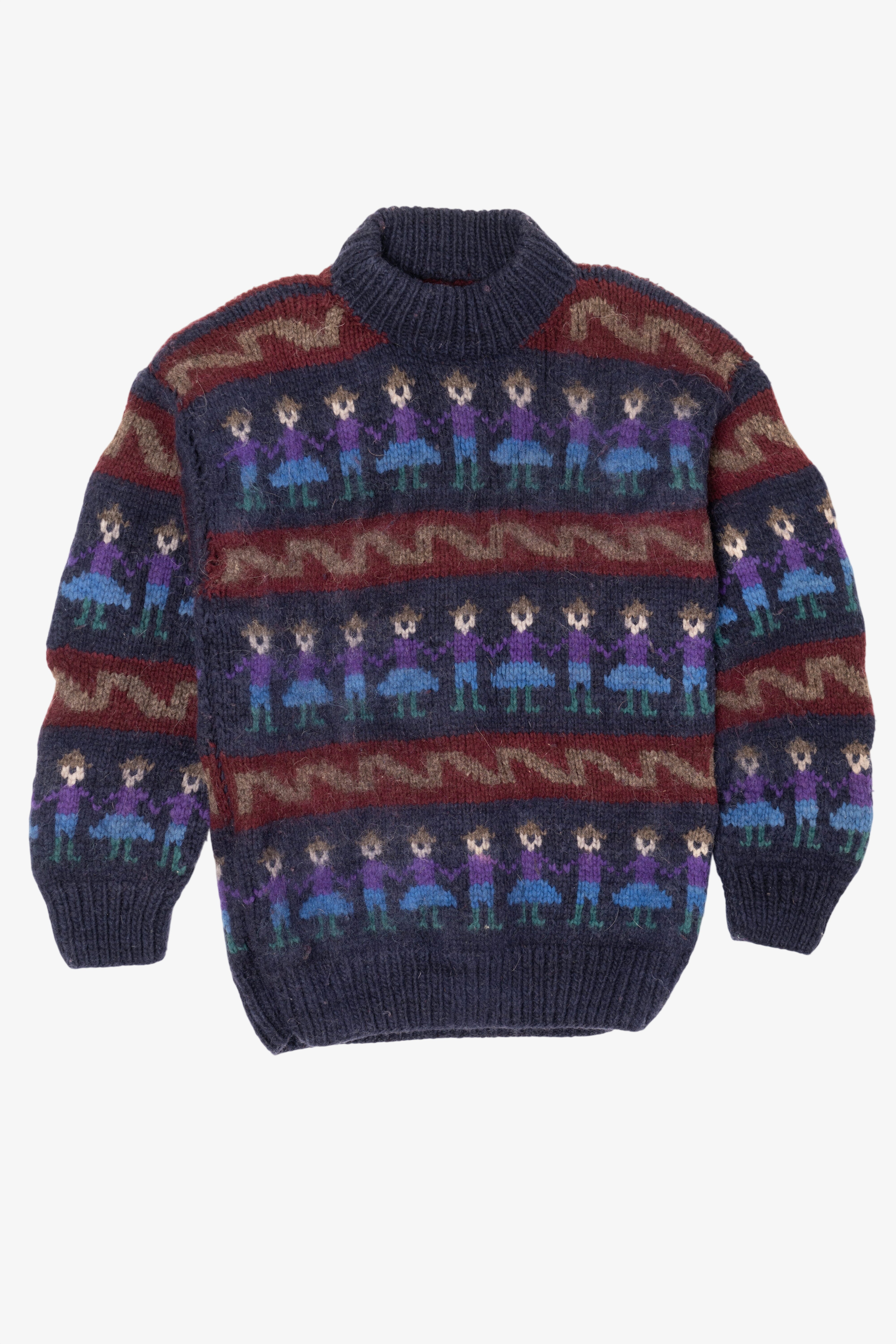 Vintage Hand Made Navy Blue Obraje Graphic Sweater (1980s)