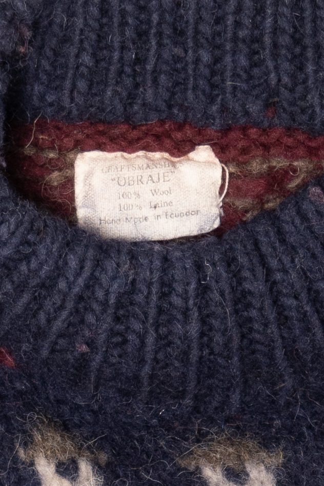 Vintage Hand Made Navy Blue Obraje Graphic Sweater (1980s)