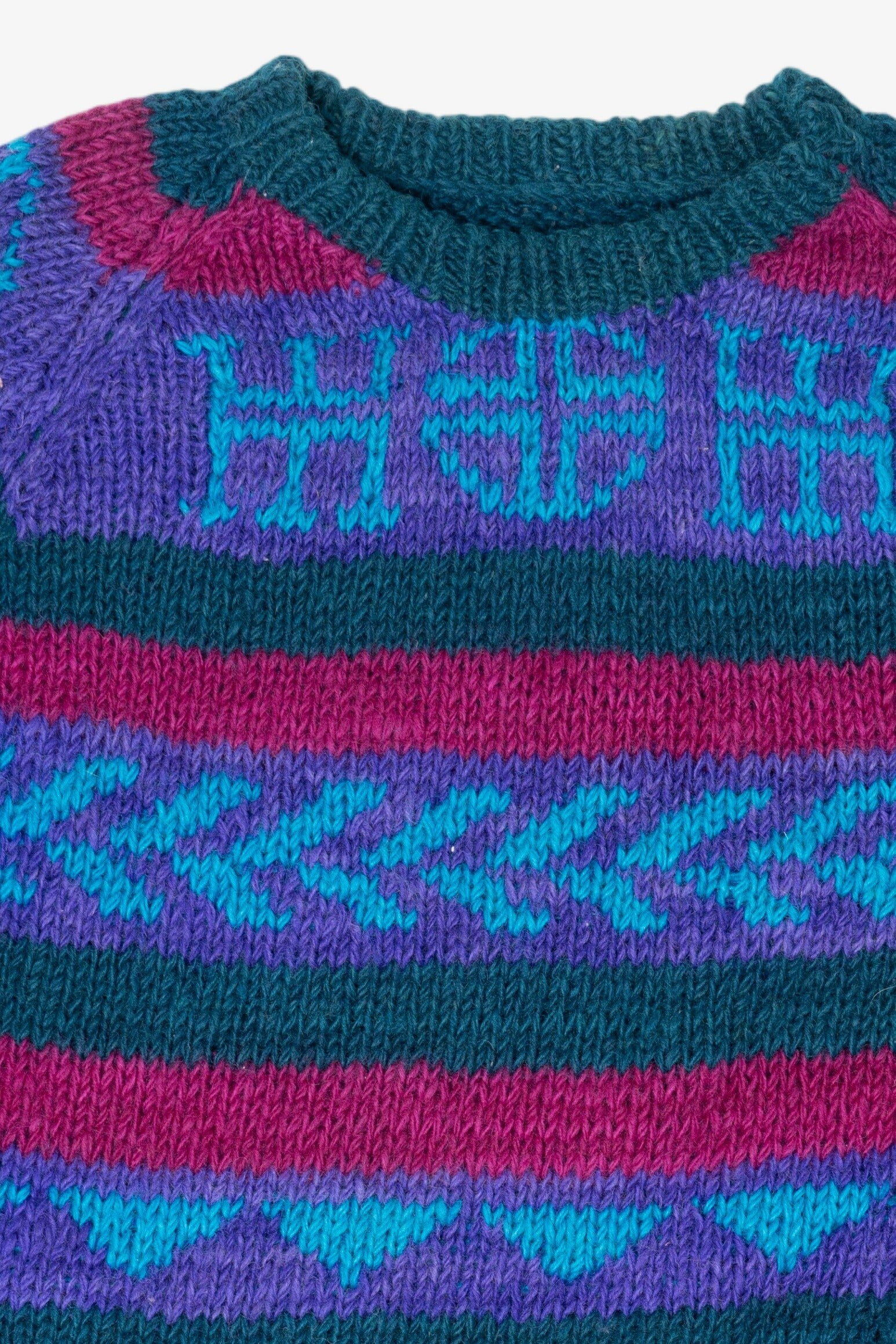 Vintage Purple Geometric Abstract Pattern Sweater (1990s)