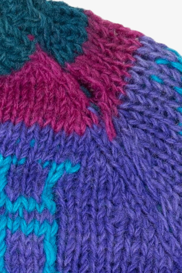 Vintage Purple Geometric Abstract Pattern Sweater (1990s)