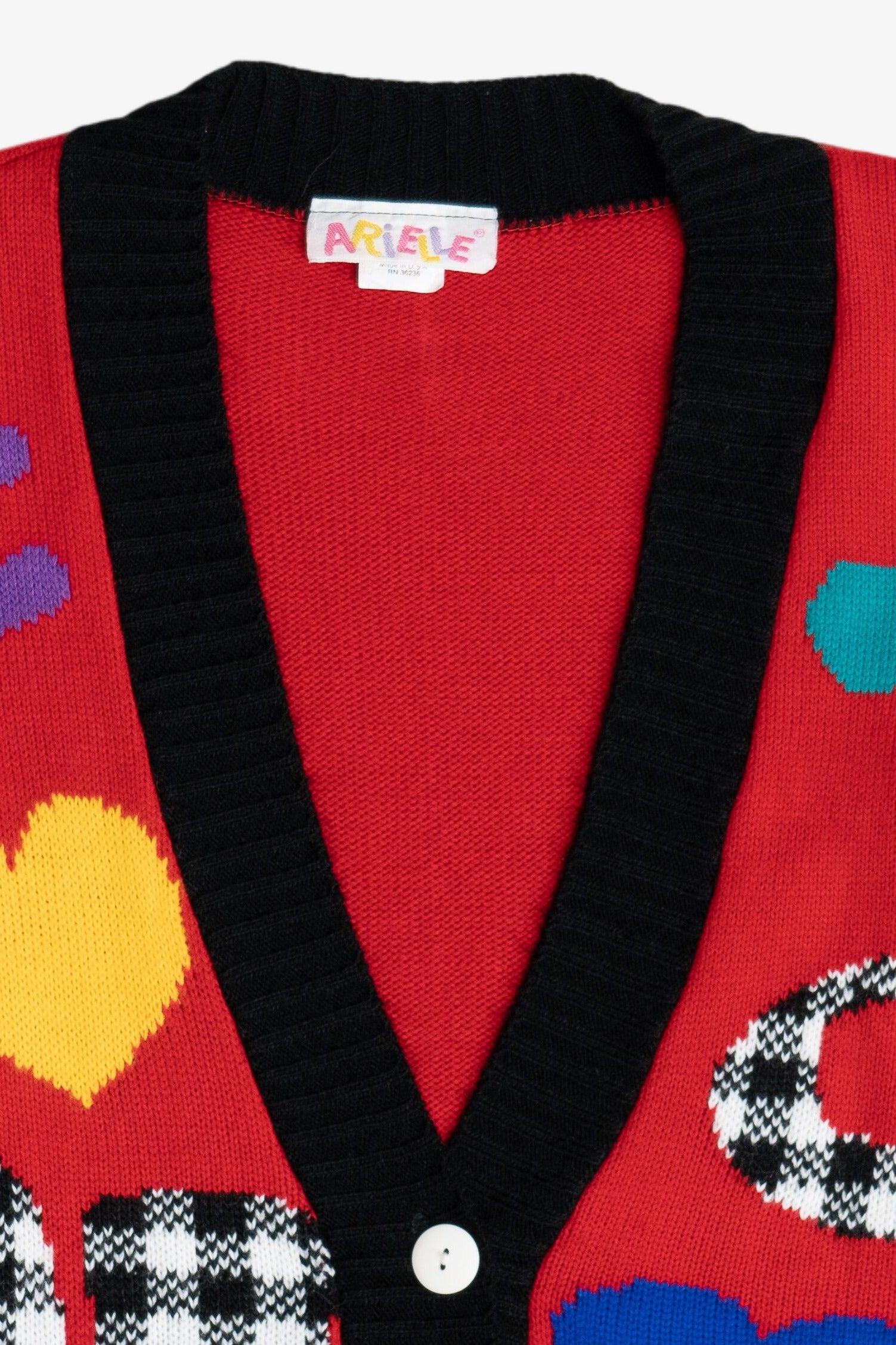 Vintage Hearts & Symbols 80s Cardigan Sweater (1980s)